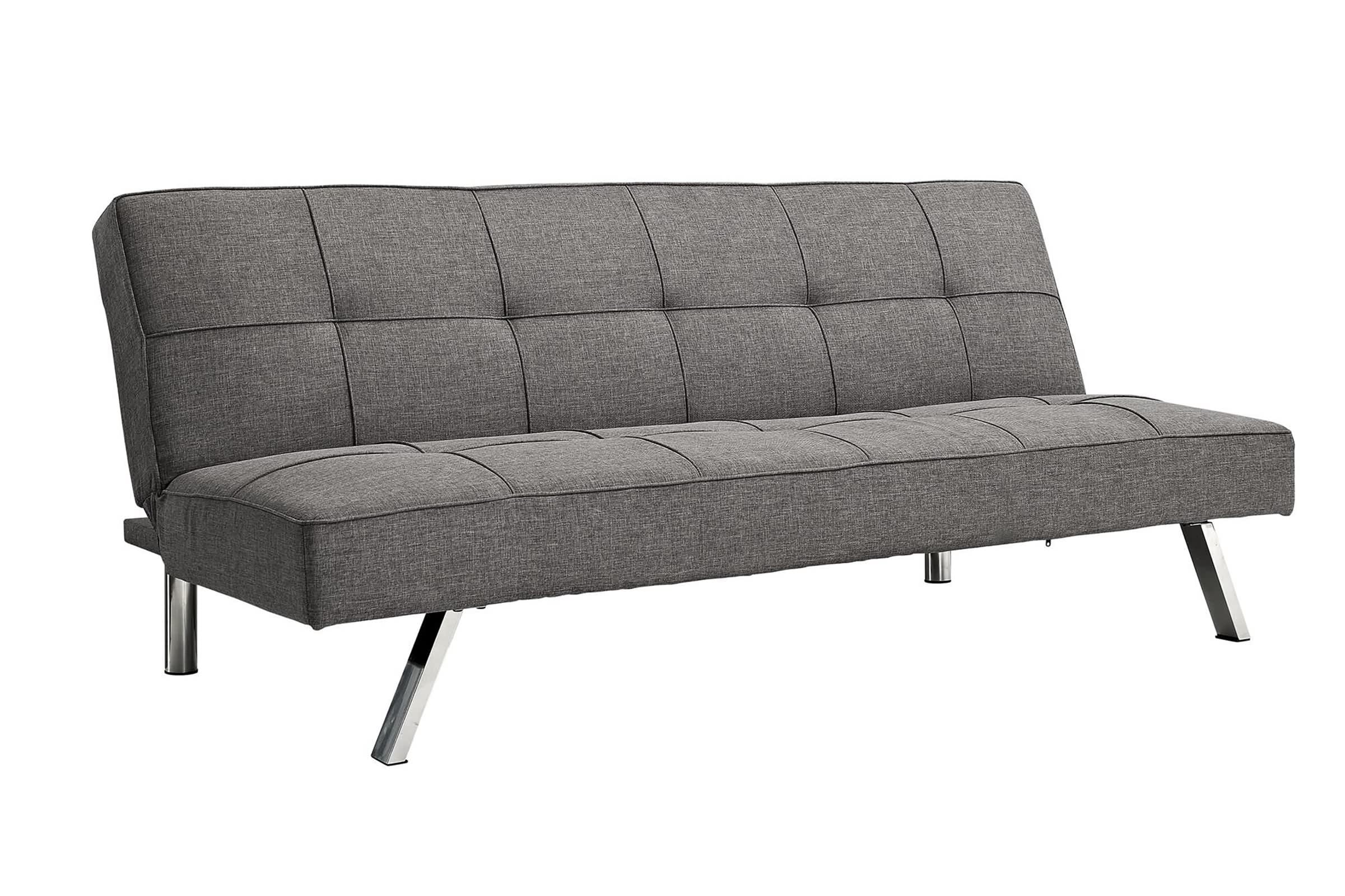 Daesar Grey Convertible Sofa Bed with Metal Frame & Stainless Steel Legs - Space Saving Futon for Small Apartments, Living Rooms, Bedrooms & Studio - Perfect for Guest Sleeping & Lounge Relaxation