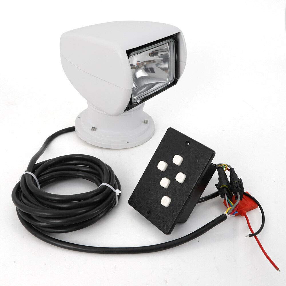 100W Remote Control Marine Boat Spotlight - 360° Rotatable Halogen Search Light for Boats & Trucks, 12V Waterproof LED Floodlight - Perfect for Night Fishing, Offshore Navigation & Emergency Rescue Operations