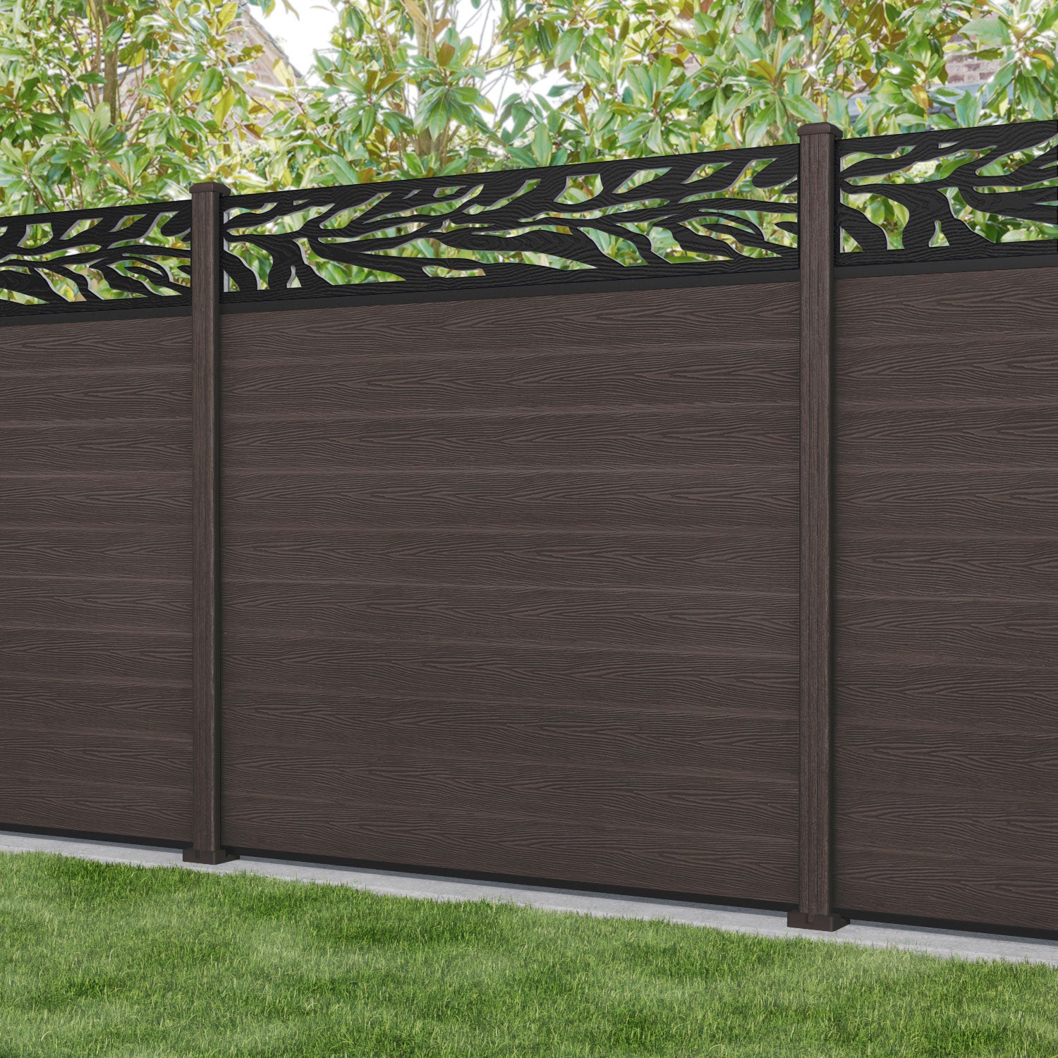 Classic Malawi Fence Panel - Mid Brown Composite Fencing with Durable Posts | Perfect for Backyard Privacy, Garden Borders & Pool Safety