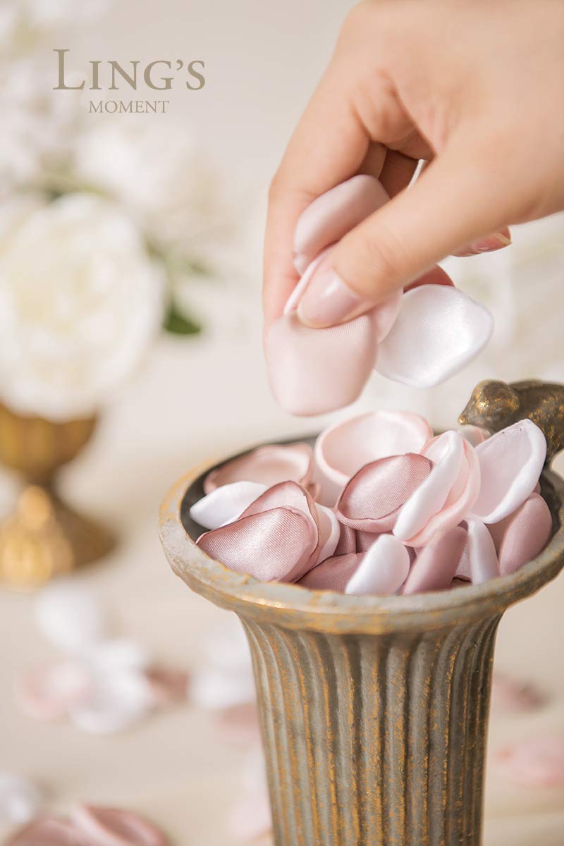 Ling's Moment 200pcs Silk Rose Petals - Blush White & Dusty Rose Wedding Decor for Aisle, Flower Girl Baskets, Table Centerpieces - Perfect for Romantic Weddings, Bridal Showers & Special Events