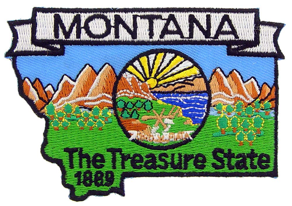 Montana State Map Embroidered Iron-On Patch - DIY Sewing Applique for Jackets, Hats & Backpacks - Perfect for Travel Enthusiasts & State Pride Display