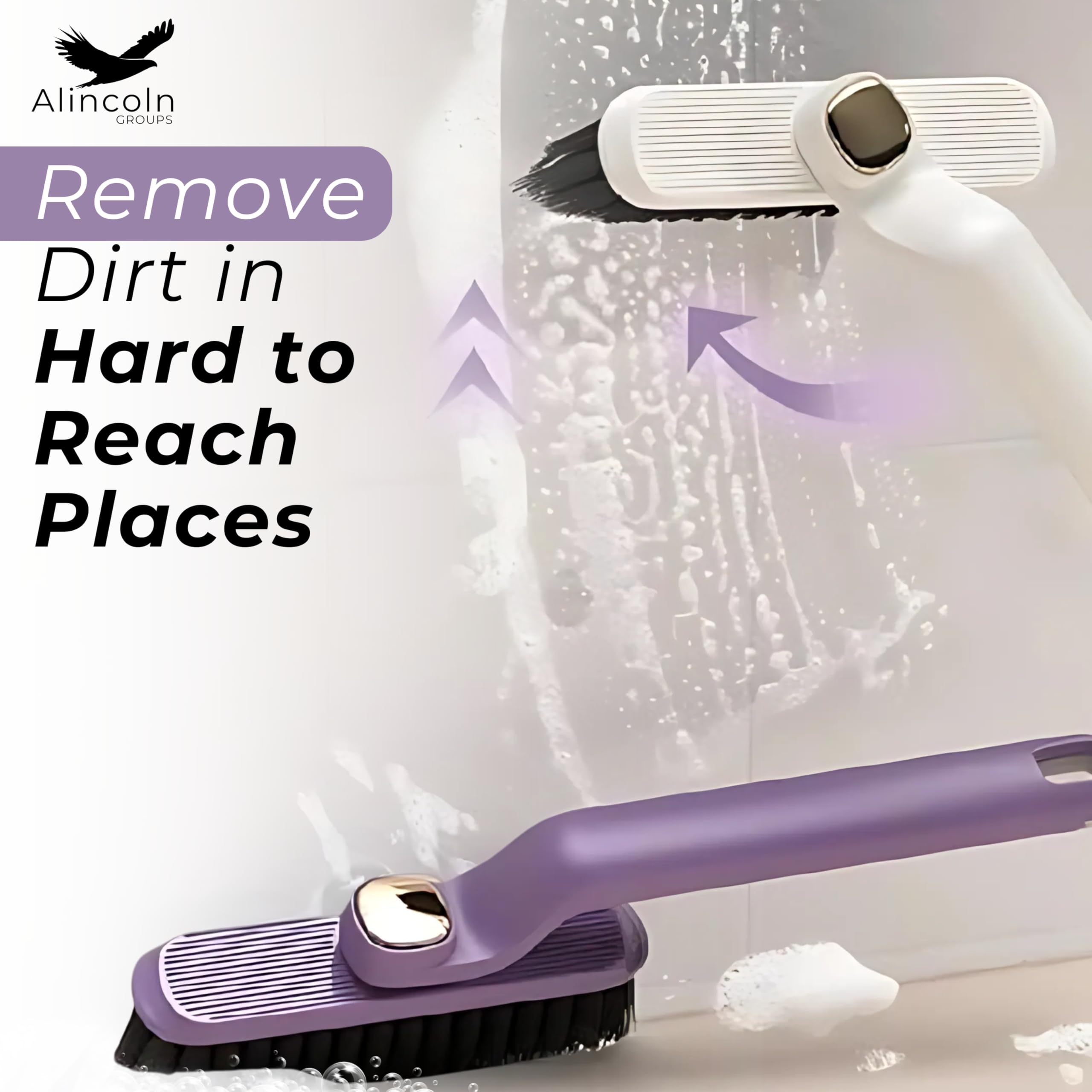 ALINCOLN 360° Rotating Toilet Cleaning Brush with Hard Bristles - Heavy Duty Bathroom Scrub Brush for Stubborn Stains - Compact Design for Efficient Cleaning - Perfect for Toilets, Tiles, Floors & Shower Cleaning