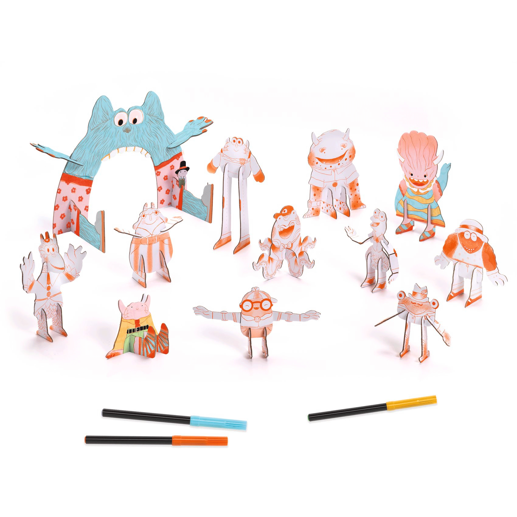 Monsters Color Assemble Play Set by Djeco - Creative Educational Toy for Kids' Imagination & Group Play Activities