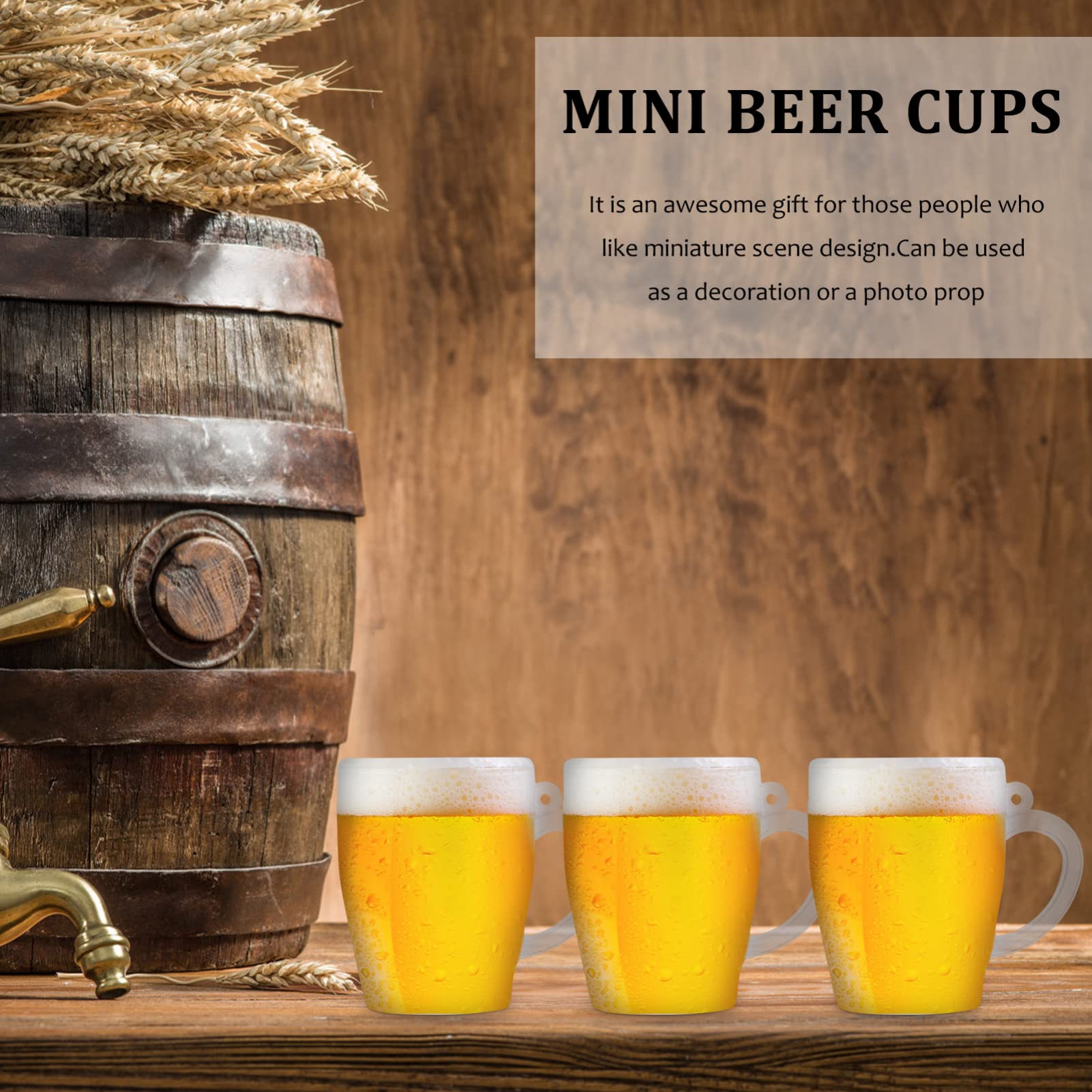 Toddmomy 20Pcs Mini Beer Mugs - Clear Plastic Shot Glasses with Handle for Dollhouse Decor, DIY Crafts, Party Favors & Miniature Bar Accessories - Perfect for Dollhouse Scenes, Craft Projects & Themed Parties