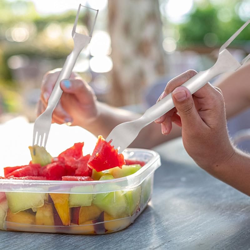 2024 Stainless Steel Watermelon Cutter - 2-in-1 Dual Head Fruit Knife & Fork Slicer Tool - Summer Portable Kitchen Gadget for Watermelons, Melons & Fruits - Perfect for BBQs, Picnics & Home Kitchen Use
