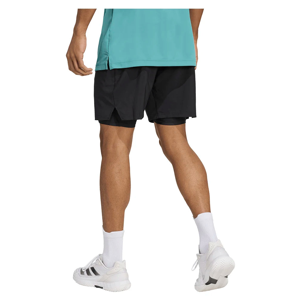 Men's 2-in-1 Tennis Shorts with Built-in Liner - Black | Moisture-Wicking Athletic Shorts for Tennis, Running & Gym Workouts