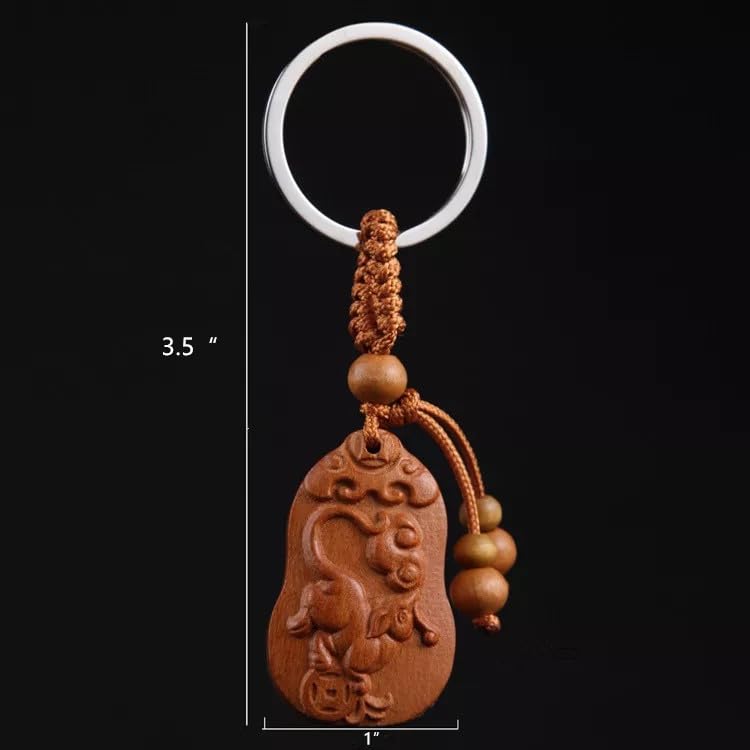 Feng Shui Handmade Zodiac Rat Keychain - Lucky Charm Key Ring for Good Fortune, Home & Car Decor, Unique Gift for Chinese New Year & Birthday Celebrations