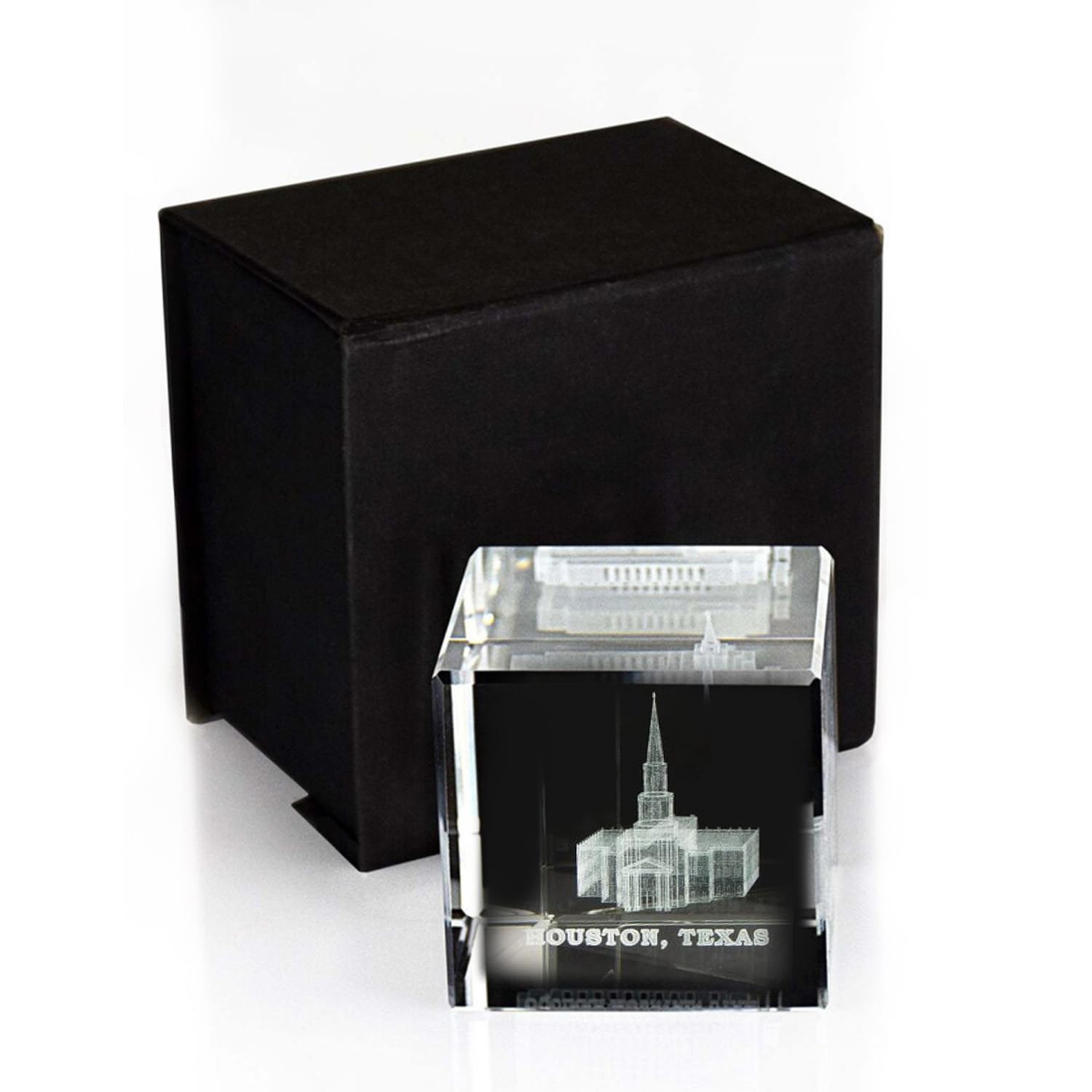 Crystal Cube Desk Decor - LDS Temple Paperweight for Office & Christian Home Decor | Perfect for Gifts, Work Desk, and Spiritual Spaces (Houston, Texas)