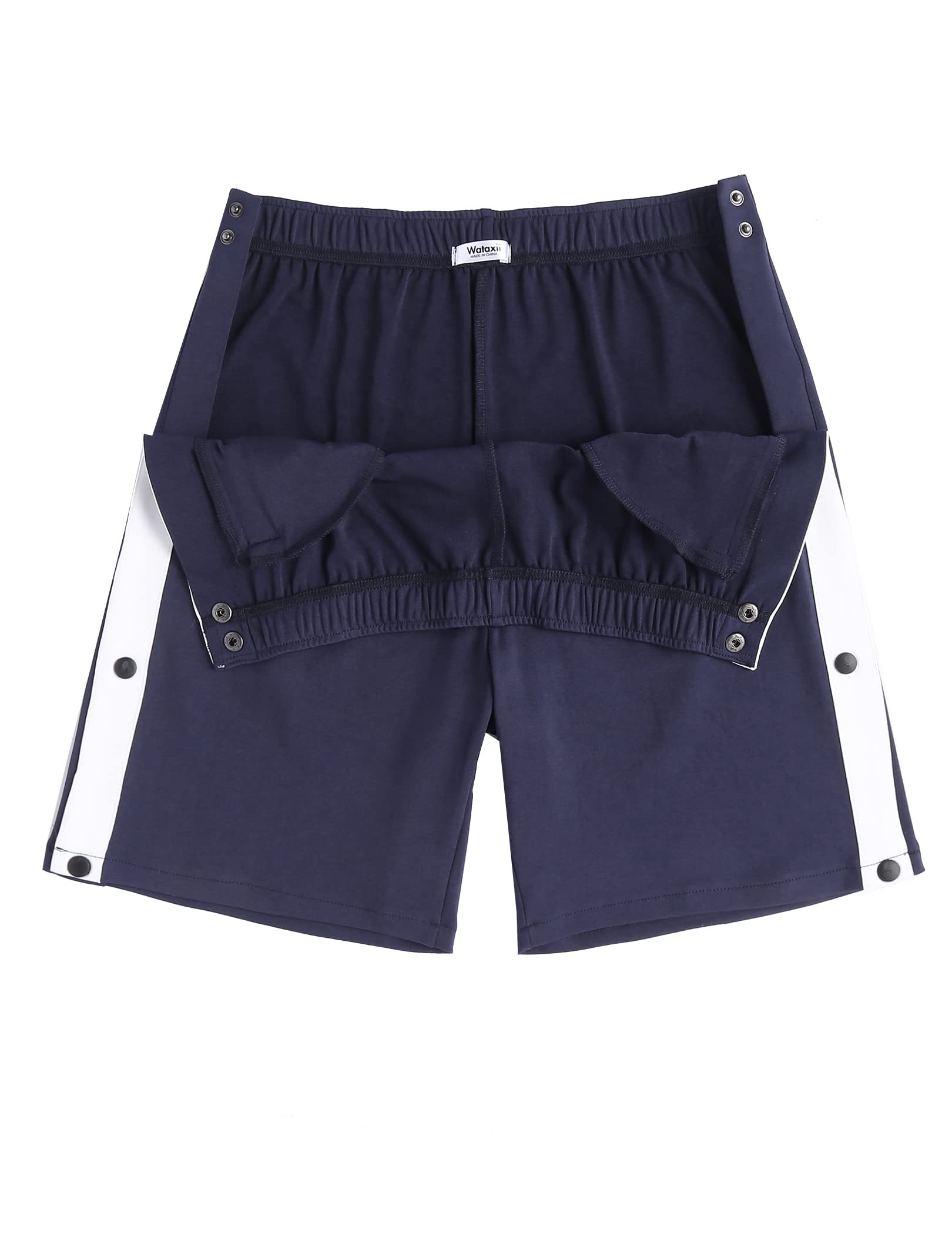 Post Surgery Adaptive Tear Away Shorts for Men - Wide Leg Snap Loose Fit Comfort Shorts for Recovery & Physical Therapy | Ideal for Hospital, Home Care & Mobility Assistance