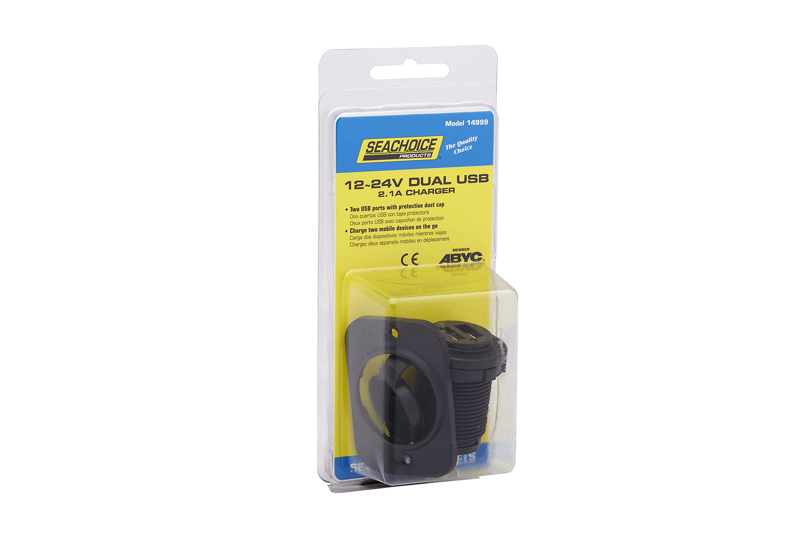 Seachoice Dual USB Charger 12V Marine Boat Accessory Socket - Fast Charging for Phones, Tablets & GPS on Boats, RVs & Trucks