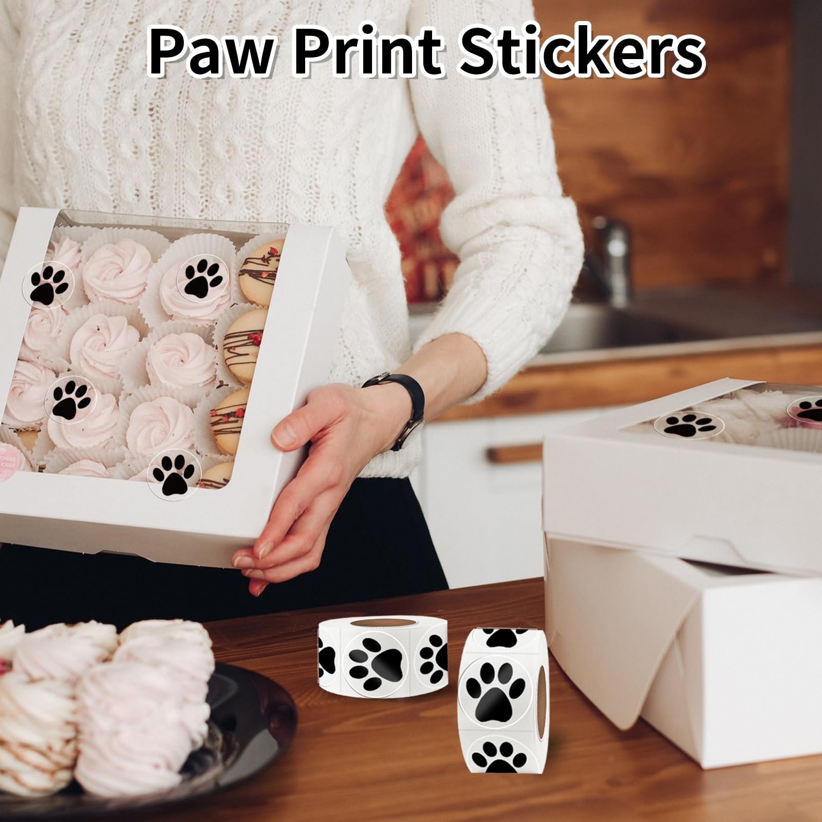 500 Pcs 1 Inch Clear Paw Print Stickers - Self-Adhesive Dog & Bear Paw Stickers Roll for Kids Birthday Party Decorations, Envelopes, Seals, Cards & Gift Wrapping - Perfect for DIY Crafts, Scrapbooking & Pet-Themed Events