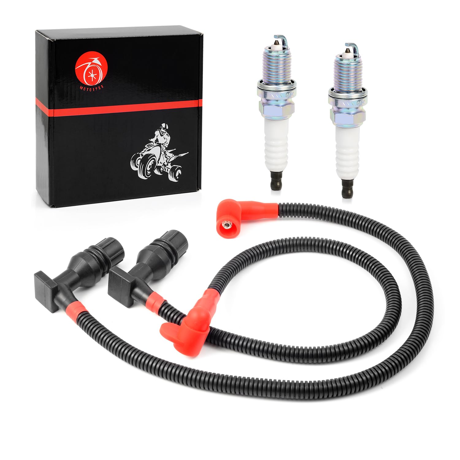 Polaris Ranger Crew 800 RZR 4 S 800 Ignition Coil Wire Cap & Spark Plug Kit (2011-2017) - Compatible with 4012888, 4012889, 4013078 - Perfect for Off-Roading & ATV Maintenance