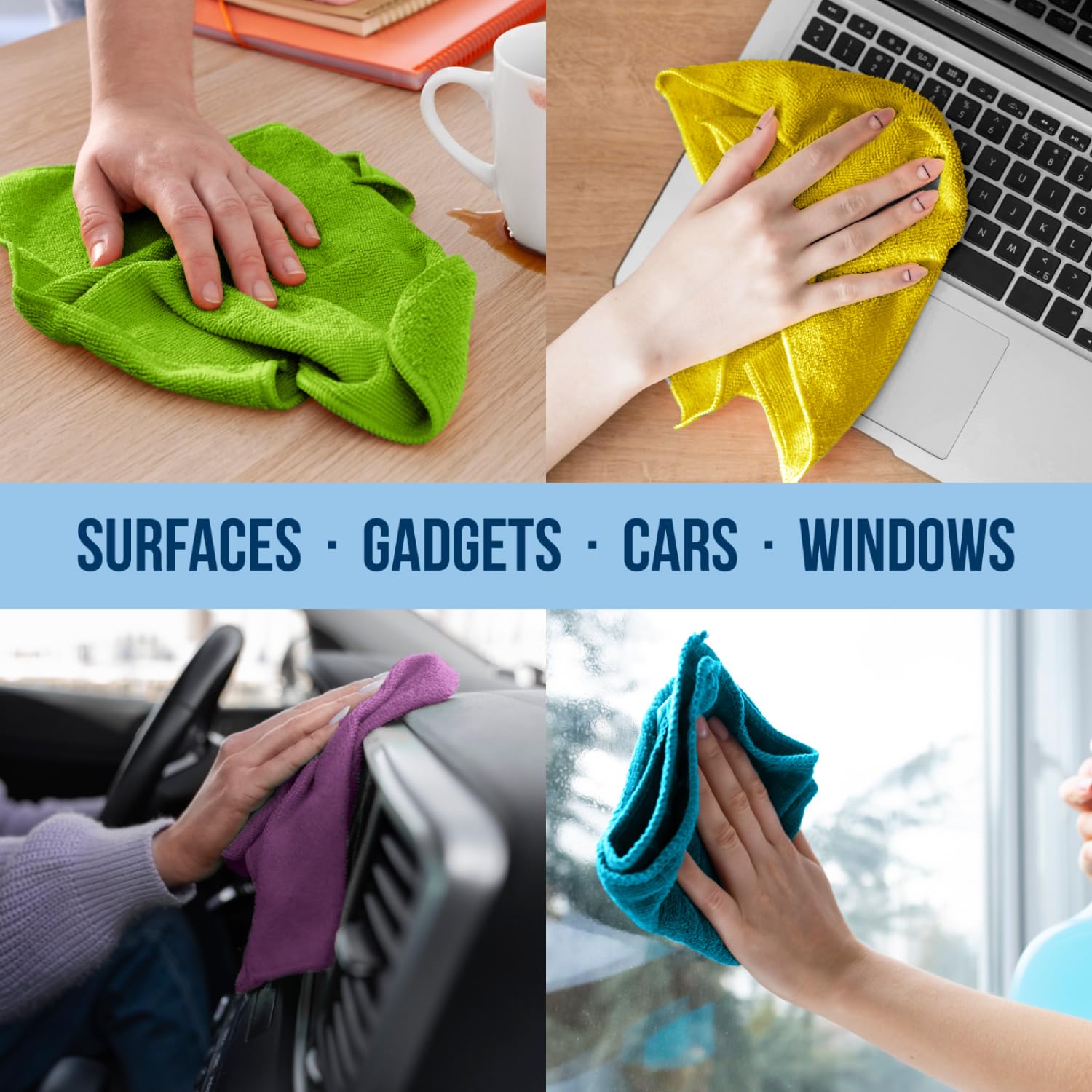 Premium Microfiber Cleaning Cloths 150-Pack - Ultra Soft Chamois Cloth for Car Detailing, Dusting & Household Cleaning (11.5