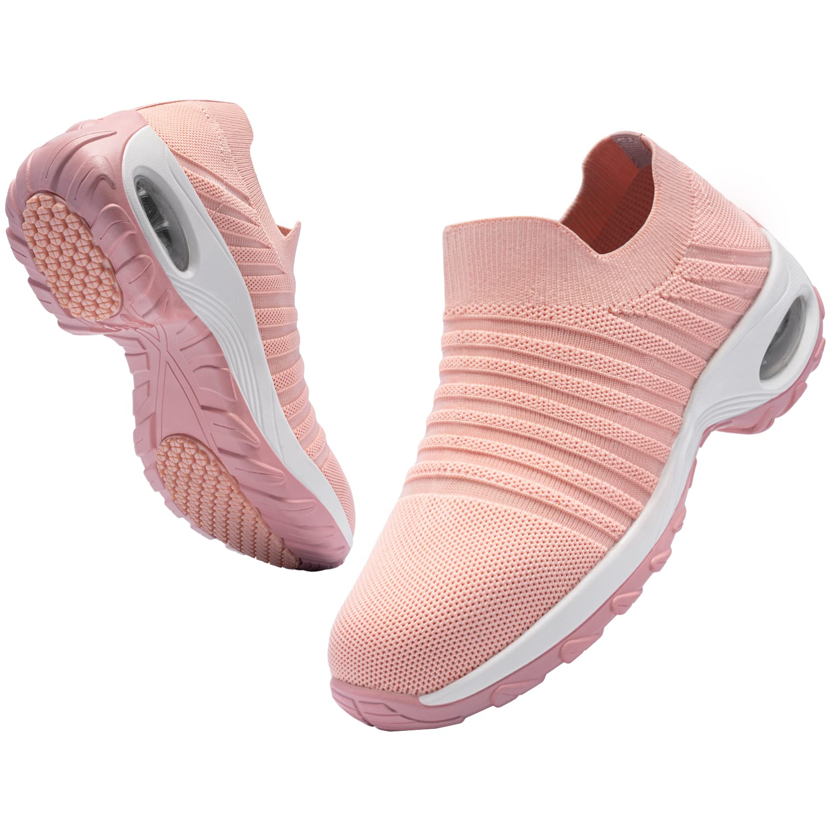 FENLERN Women's Steel Toe Work Shoes - Lightweight Air Cushion Safety Sneakers Slip On with Non-Slip Sole for Construction, Warehouse & Outdoor Activities
