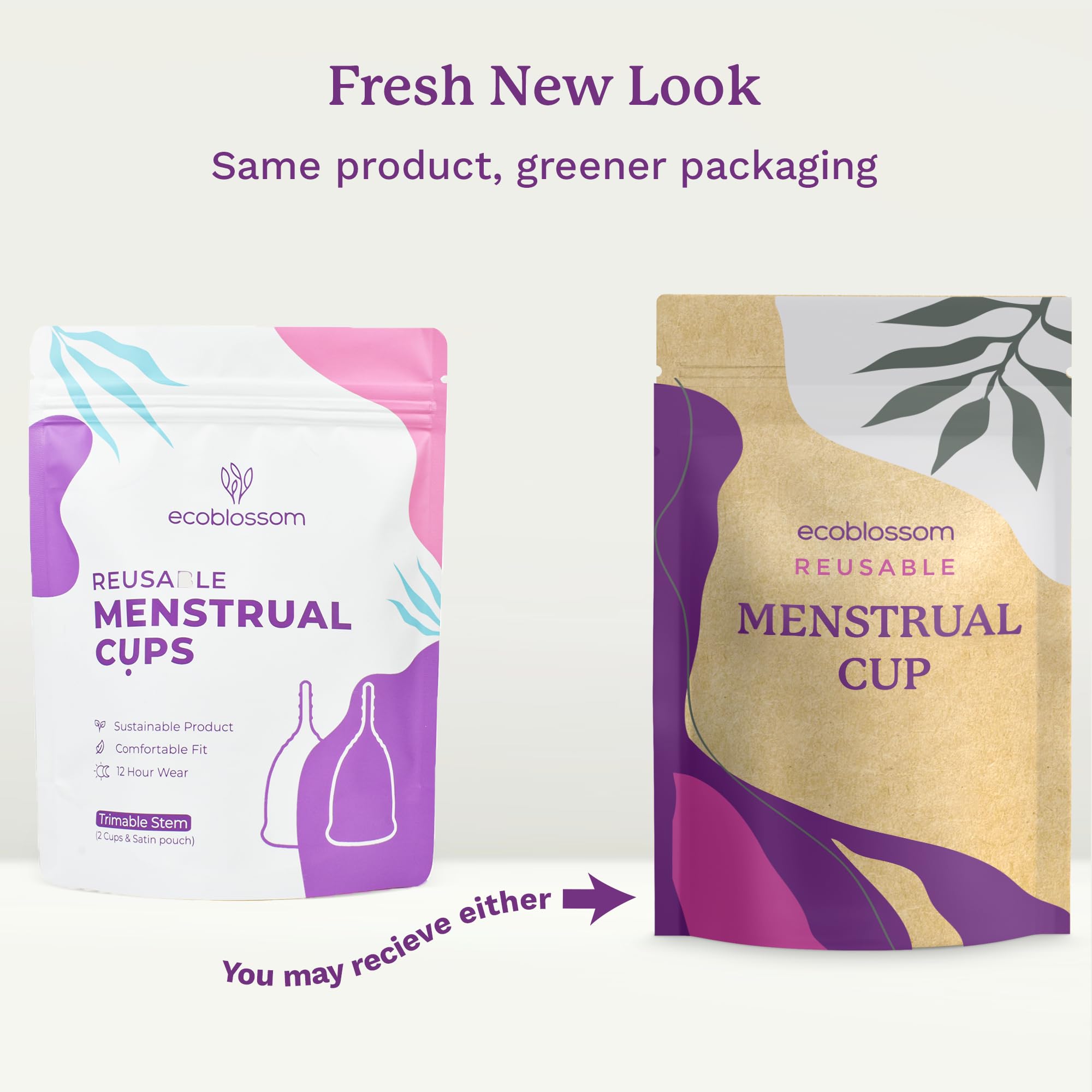 EcoBlossom Reusable Menstrual Cup Set - 2 Pack Medical Grade Silicone Period Cups for Women - Leakproof & Comfortable for 12 Hours - Ideal for Travel, Sports & Active Lifestyles