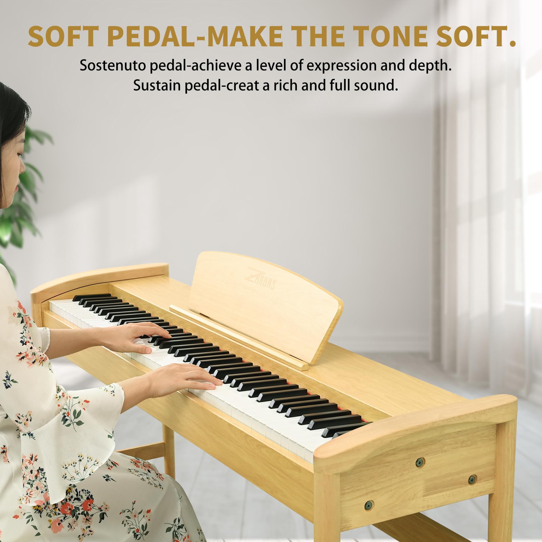 ZHRUNS 88 Key Digital Piano with Wooden Cabinet - Full-Size Weighted Hammer Action Keyboard for Beginners & Professionals | Includes Sheet Music Stand, Triple Pedal & Power Adapter | USB-MIDI Connectivity for Home Studio, Music Class & Live Performance