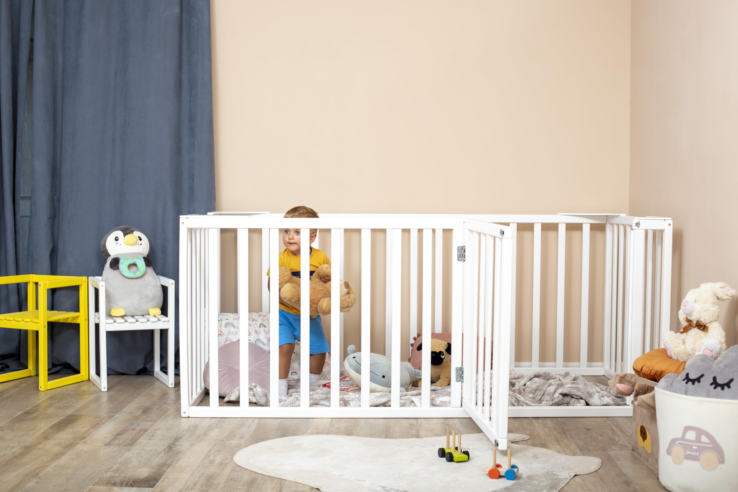 **Montessori Floor Bed Frame with Rails - Safe Toddler Bed for Kids - Solid Wood Bedframe - Montessori Bedroom Furniture (Model 20) - Perfect for Daytime Naps & Independent Sleep Training**