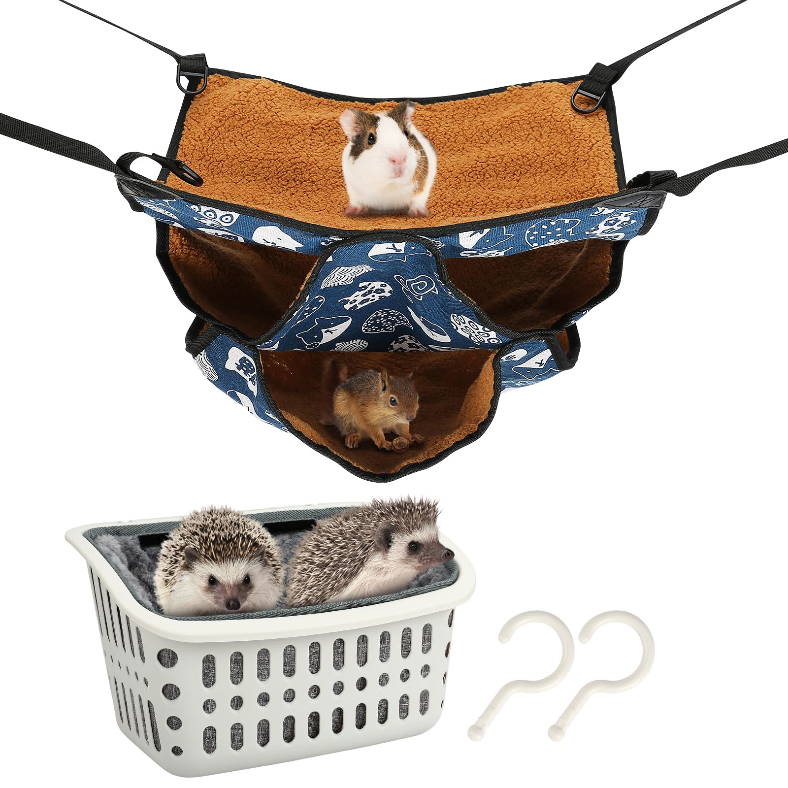 2PCS Guinea Pig & Rat Bed Hammock for Cage - Soft Hanging Small Animal Bed with Hideout - Perfect for Chinchillas, Mice & Pet Rats - Cage Accessories for Cozy Sleeping & Playtime
