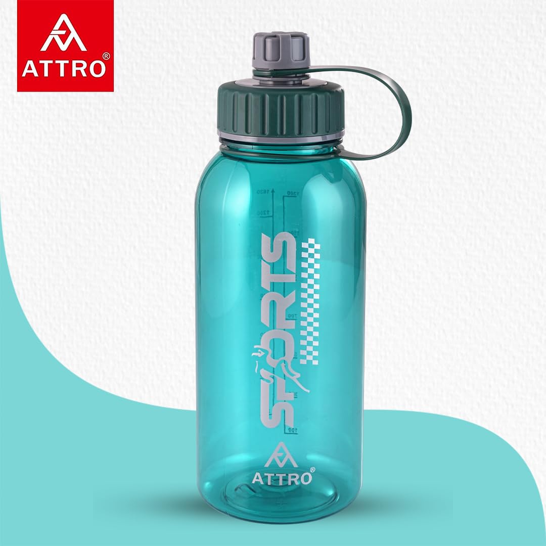 Attro Ranger Gym 1630ml (55oz) BPA-Free Water Bottle with Non-Slip Grip Handle & Measurement Markings - Leak Proof, Ideal for Workouts, Hiking & Daily Hydration - Green