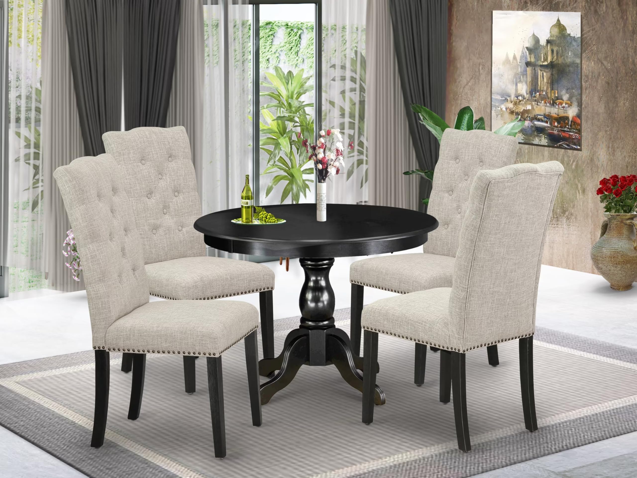 East West Furniture HBEL5-ABK-35 5-Piece Kitchen Dining Set - 42