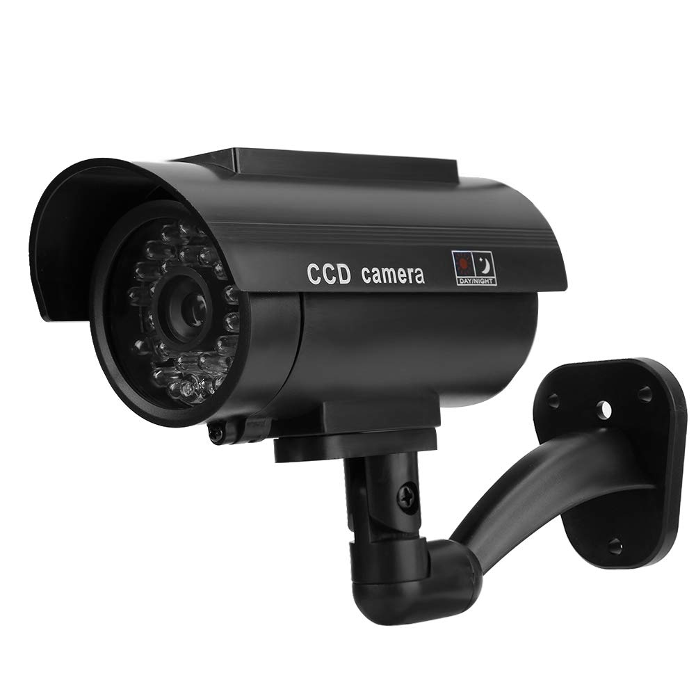 QANYEGN Solar Powered Fake Security Camera with Flashing LED Light - Waterproof Dummy Surveillance Camera for Stores, Malls & Hotels | Outdoor & Indoor Security Deterrent