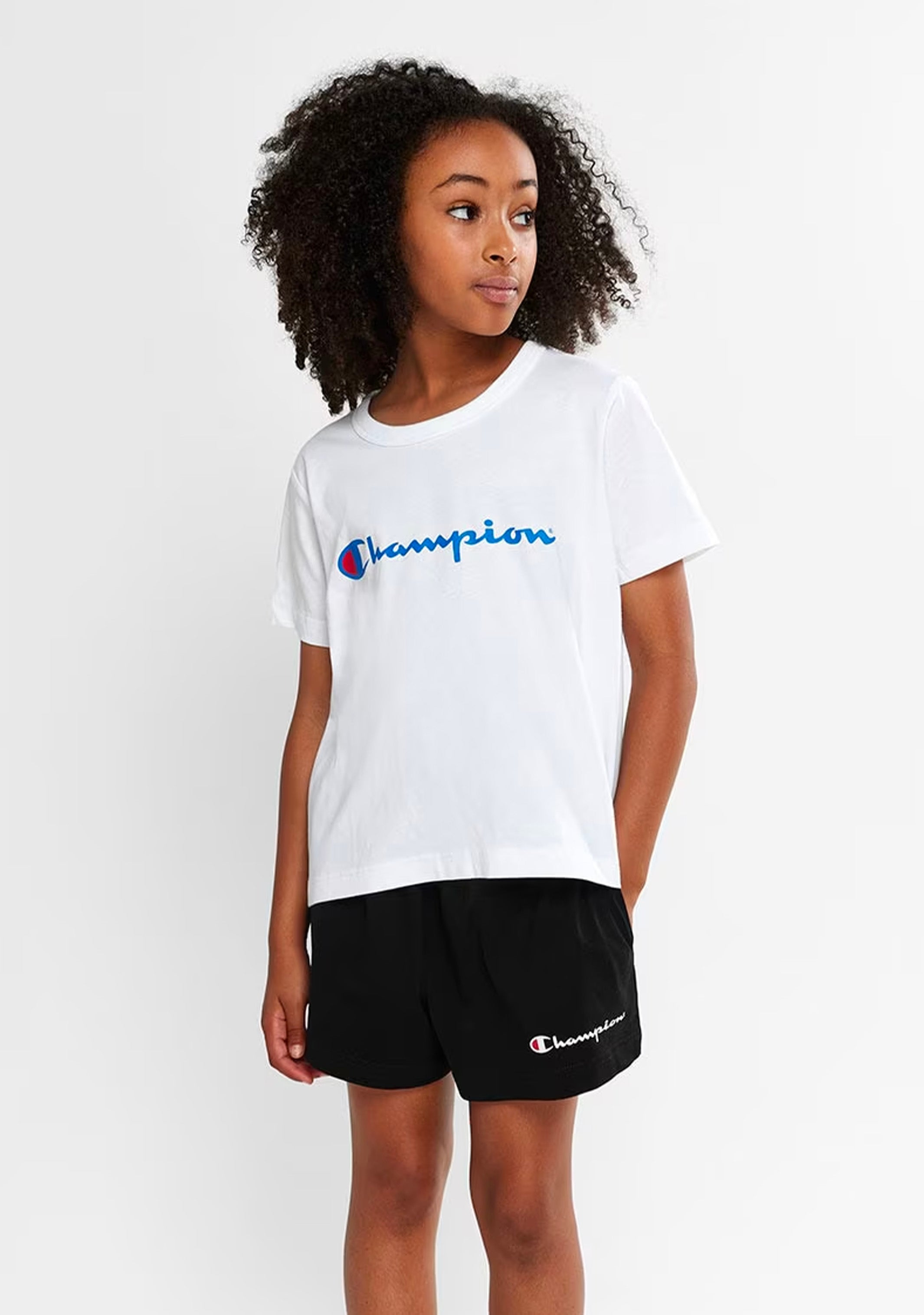 Champion Girls' Script Boxy Crop Tee - Soft Cotton Short Sleeve T-Shirt for Casual Wear, School, and Everyday Outfits