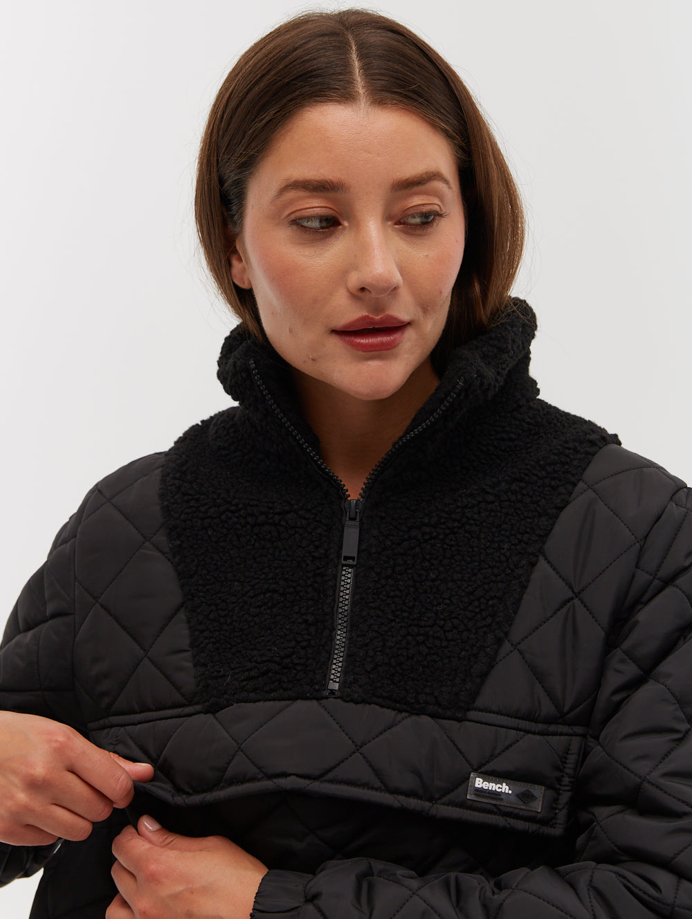 Chel Quarter Zip Quilted Jacket for Women - Lightweight Fleece-Lined Winter Pullover with Stand Collar | Perfect for Hiking, Outdoor Activities & Casual Wear
