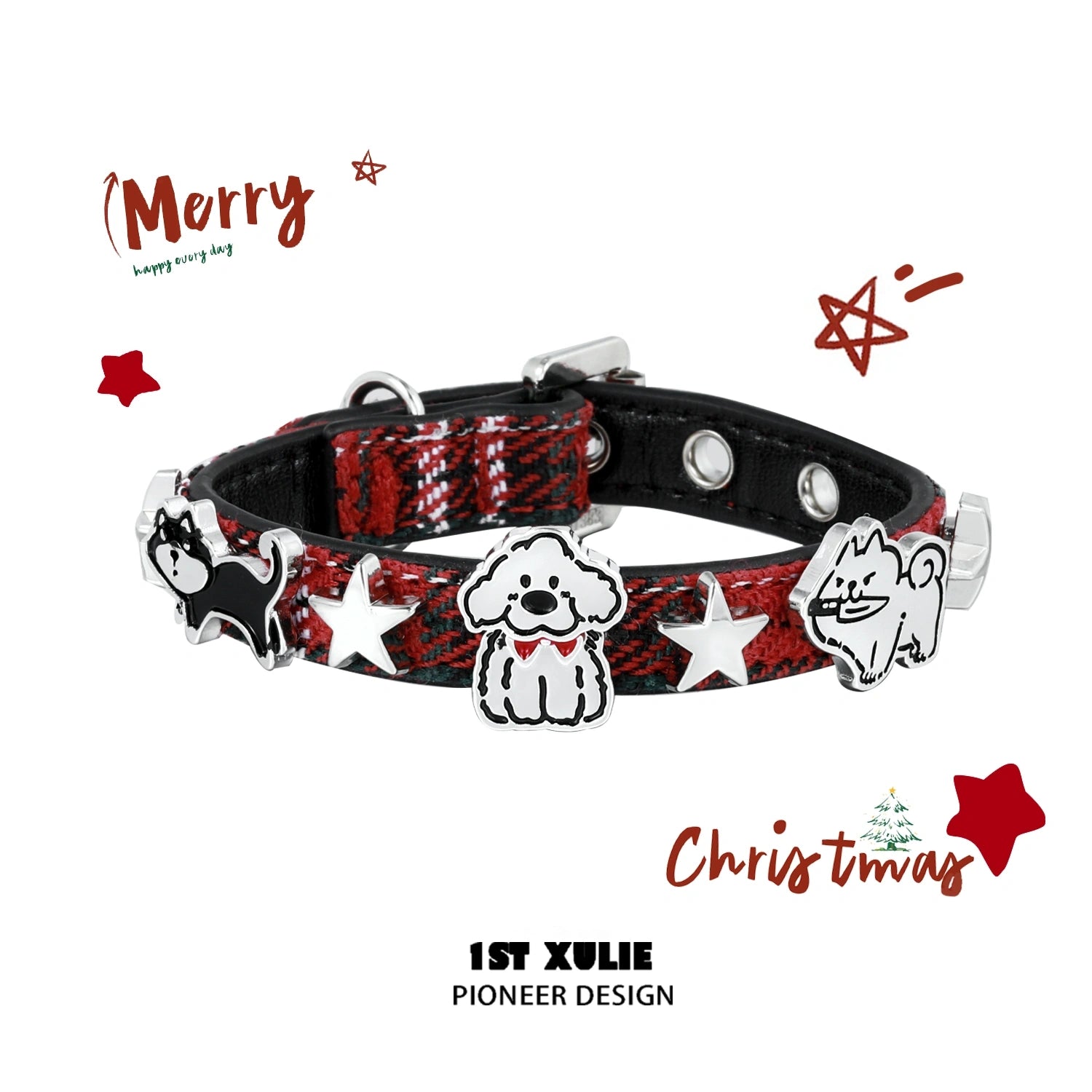 2024 Christmas Graffiti Puppy Leather Nylon Bracelets - Trendy Holiday Gift for Dog Lovers, Festive Party Wear & Christmas Stocking Stuffers