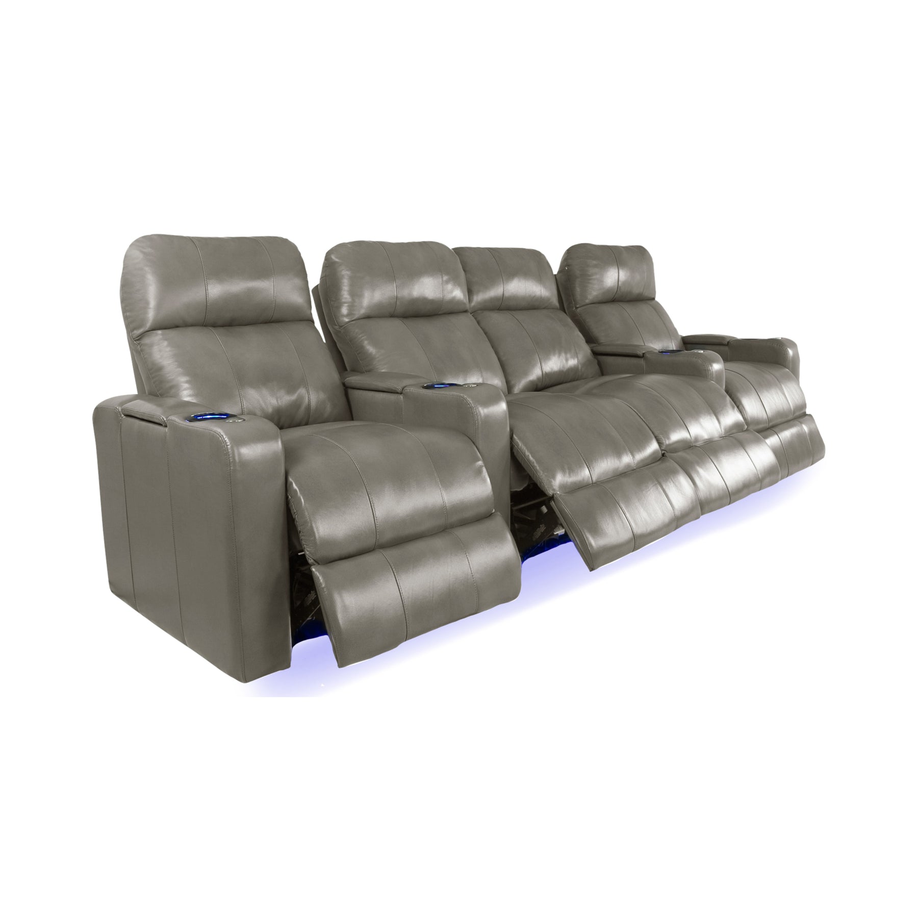 RowOne 4-Piece Recliner Set - Ultra Soft Fabric Sectional Sofa with Cup Holders and USB Ports | Perfect for Living Room, Home Theater, and Family Gatherings