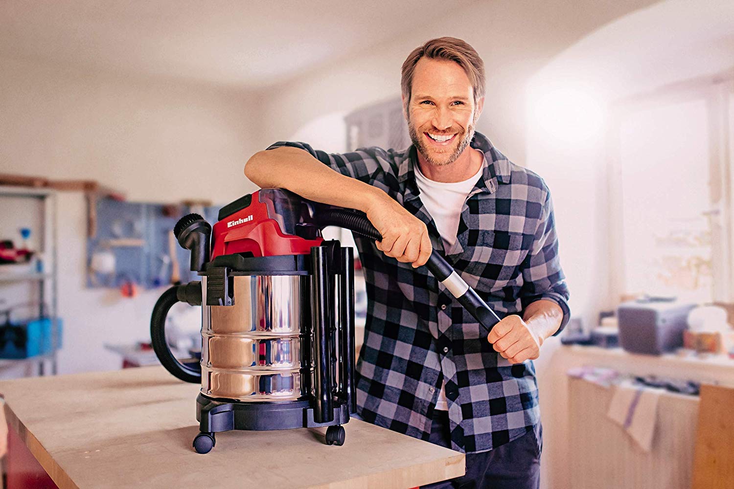 Einhell TC-VC 18V Cordless Vacuum Cleaner with Stainless Steel Tank, 3.0Ah Battery & Fast Charger - Perfect for Home, Garage, and Workshop Cleaning
