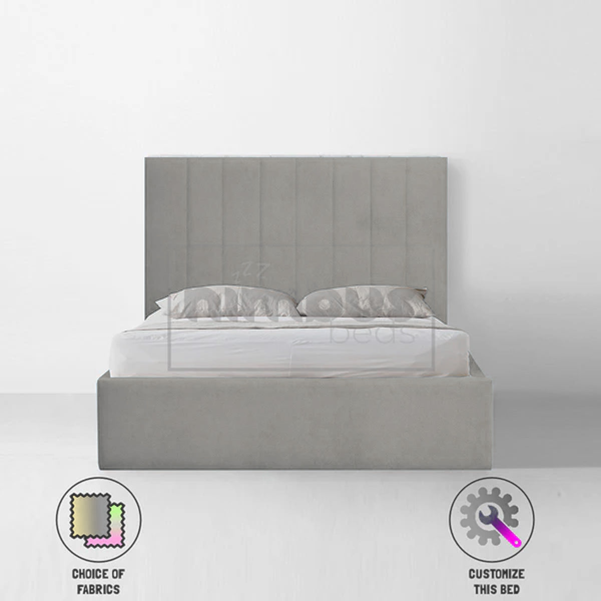 Vertical Panel Bed Frame - Modern Queen Size Bed with Sturdy Metal Frame & Easy Assembly - Perfect for Small Spaces, Apartments & Guest Rooms