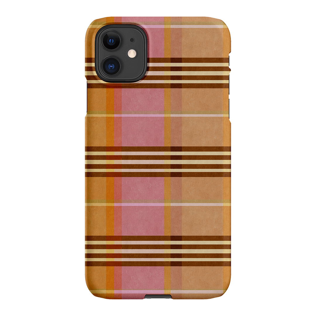 Peachy Plaid Phone Case for iPhone 15/14/13/12/11 Pro Max - Cute Tartan Pattern Protective Cover with Shockproof Design - Perfect for Everyday Use, Travel & Fashion Accessories