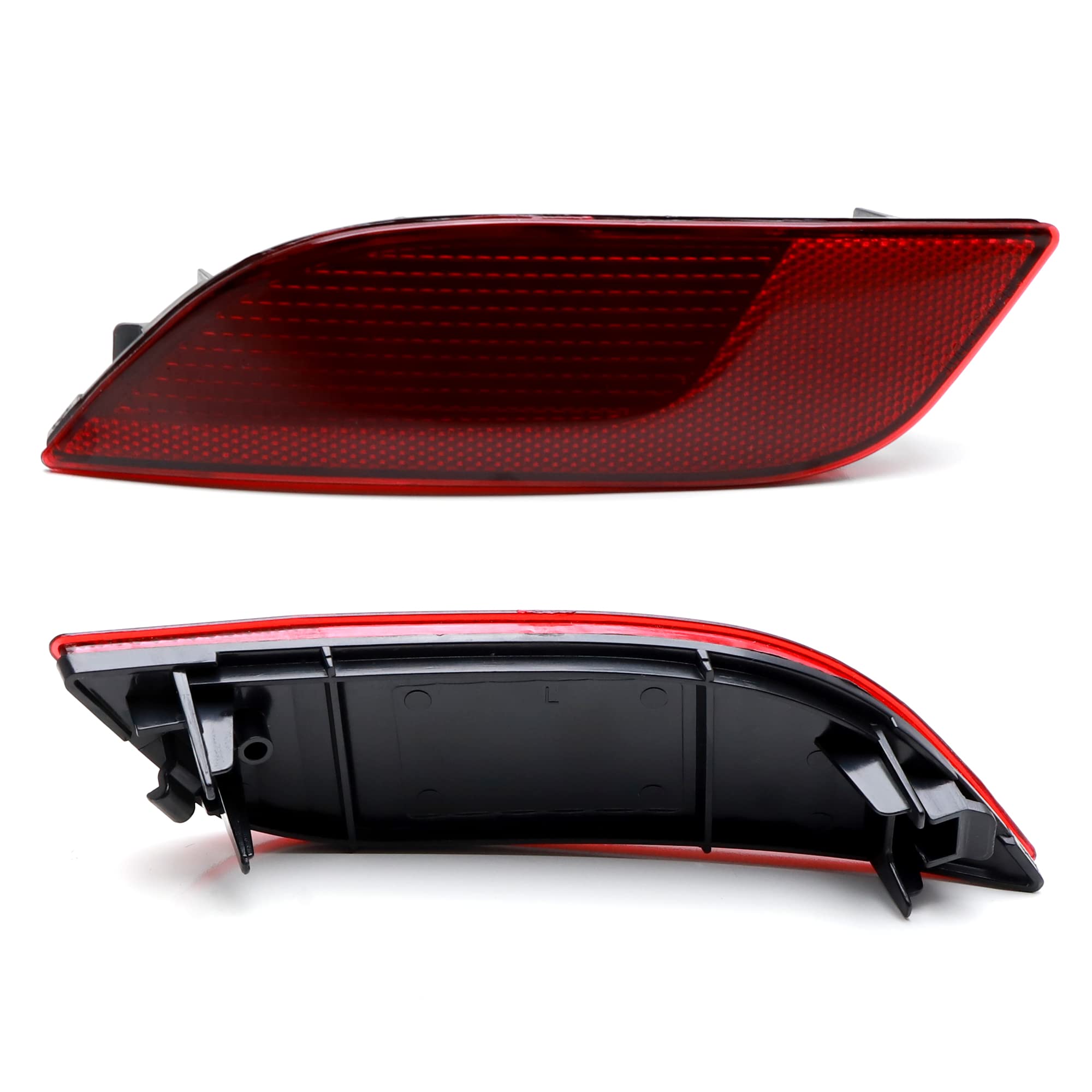 iJDMTOY OE-Spec Red Lens Rear Bumper Reflector Lenses for 2017-2023 Jeep Compass - Left & Right Side Assembly (LH RH) - Direct Replacement & Easy Installation - Enhances Safety & Style for Night Driving