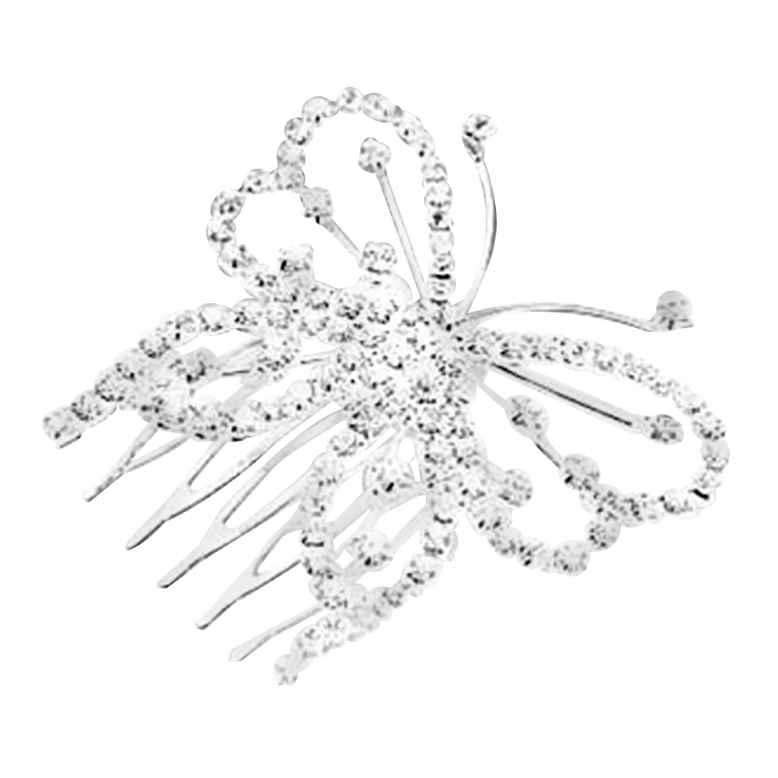 Elegant Butterfly Rhinestone Hair Comb Clip - Wedding Bridal Jewelry for Women, Bride Wedding Headdress Veil & Accessories (KO-1204) | Perfect for Bridal Shower, Wedding Ceremony & Special Occasions