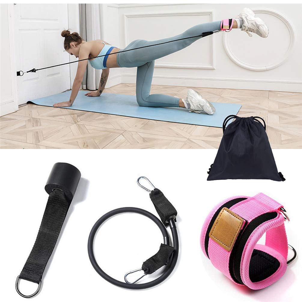 Premium Adjustable Fitness Ankle Straps with Door Anchor - Heavy Duty Leg Sleeves for Home Gym Workouts - Tone Legs, Abs & Glutes - Weight Loss & Fat Burning Resistance Bands (Ideal for Strength Training, Yoga, Pilates & Physical Therapy)