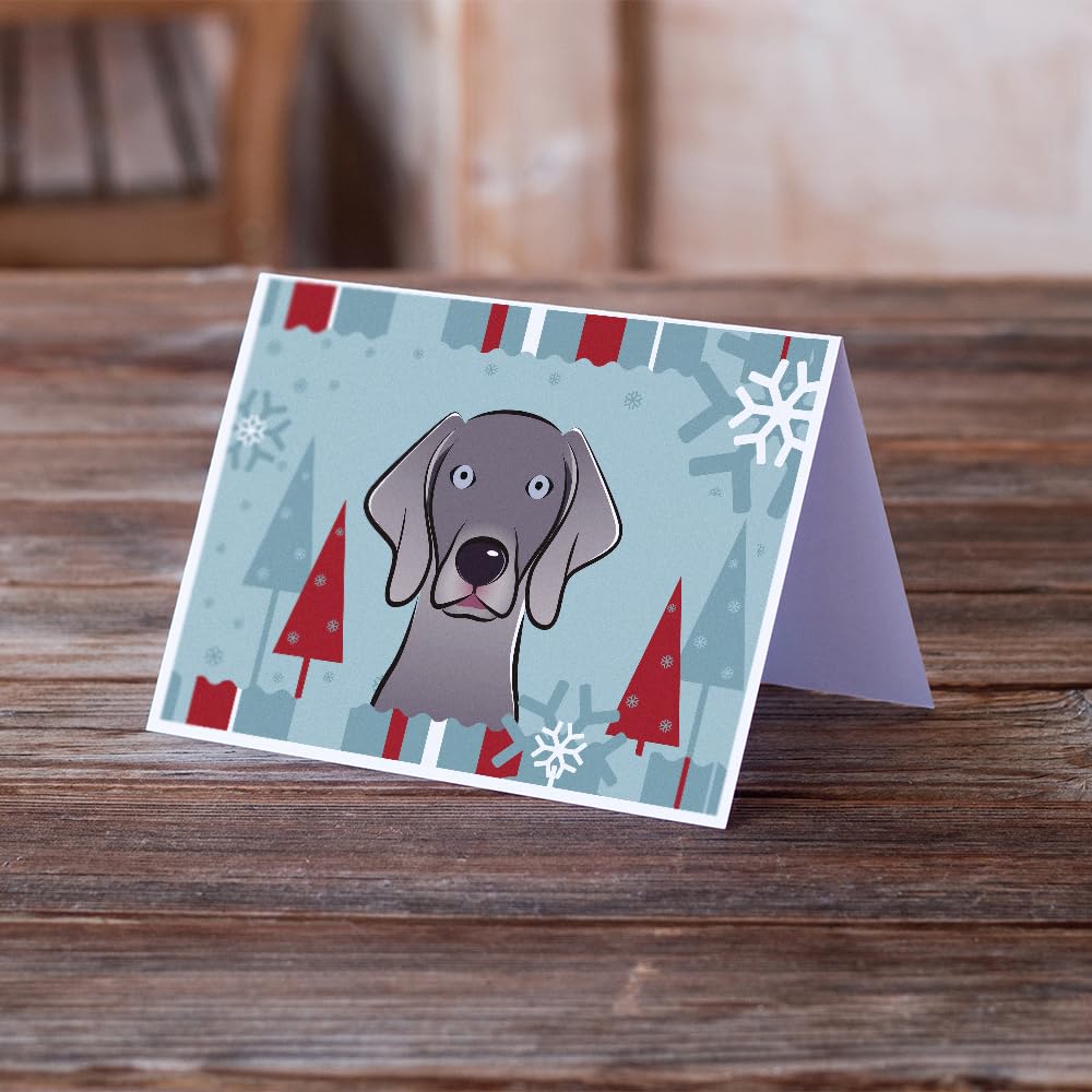 Winter Holiday Weimaraner Greeting Cards - Pack of 8 Blank A7 Note Cards (5x7 Inches) with Envelopes - Whimsical Christmas Dog Design - Perfect for Holiday Greetings, Thank You Notes & Seasonal Wishes