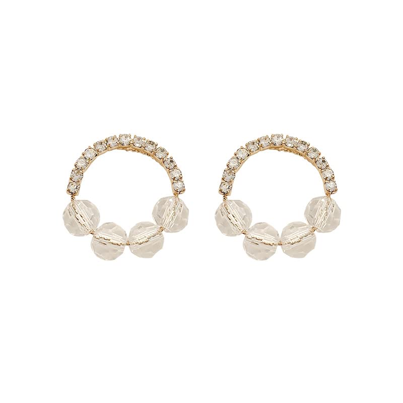 Saturey Round Hoop Earrings for Women - 14K Gold Plated Zircon Geometric Stud Earrings - Elegant Circle Jewelry for Party, Wedding & Everyday Wear