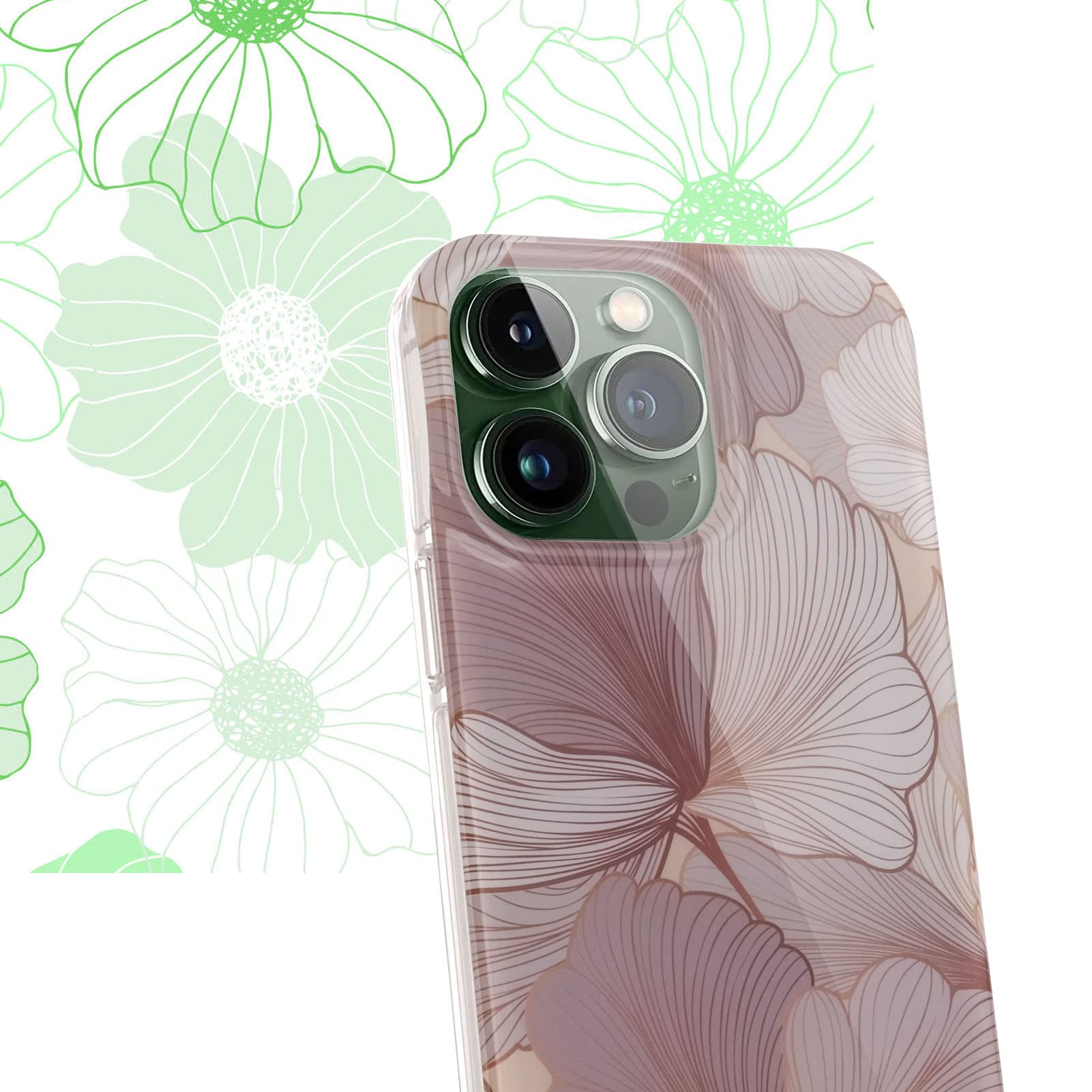 iPhone 13 Pro Clear Floral Case - Elegant Hollyhock Design Protective Phone Cover for Women | Perfect for Everyday Use, Office & Special Occasions