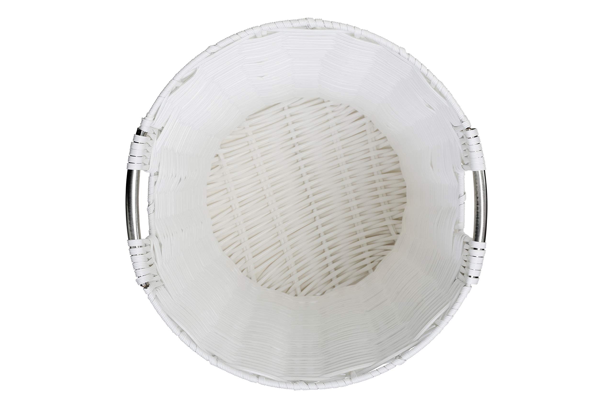 Premium White Resin Waste Paper Bin - Durable Round Trash Can for Home, Office & Hotel Use | Eco-Friendly Storage Basket for Recycling & Organization