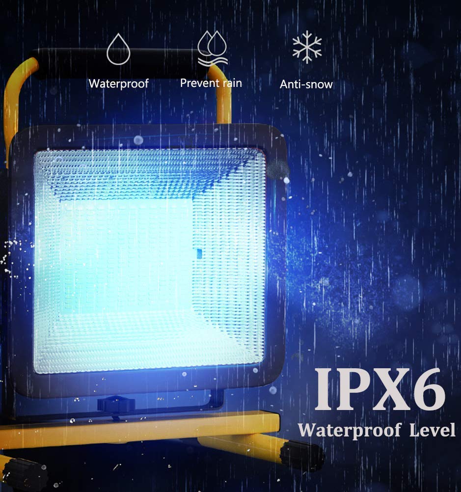 200W Super Bright LED Construction Work Light with Remote Control - Rechargeable 13200mAh Battery, 3 Lighting Modes, IPX6 Waterproof - Portable Outdoor Floodlight for Job Sites, Camping, Emergency & Night Work