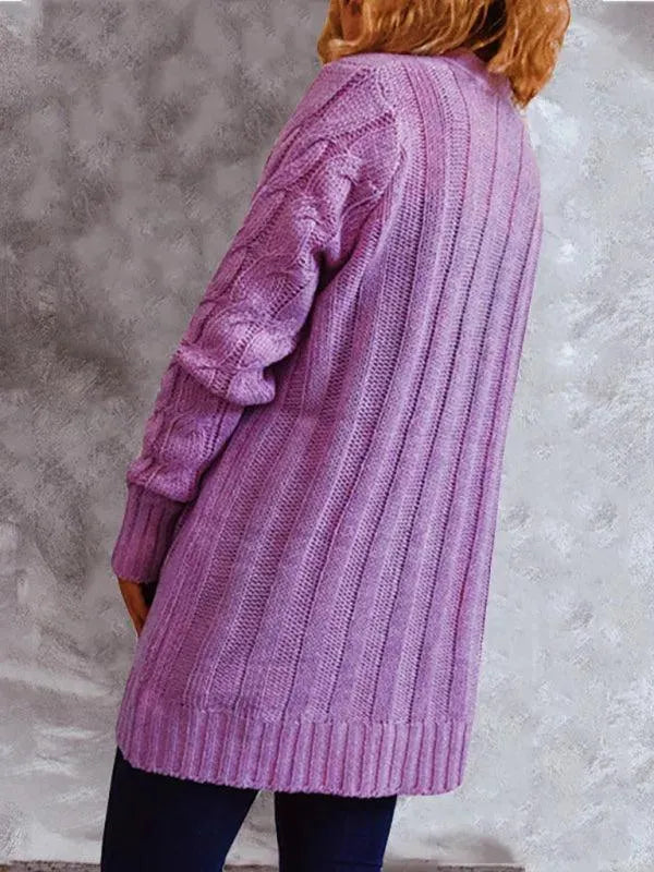 Women's Long Twist Pocket Cardigan Sweater - Cozy Knit Open Front Wrap for Fall & Winter | Perfect for Office, Casual Outfits & Layering
