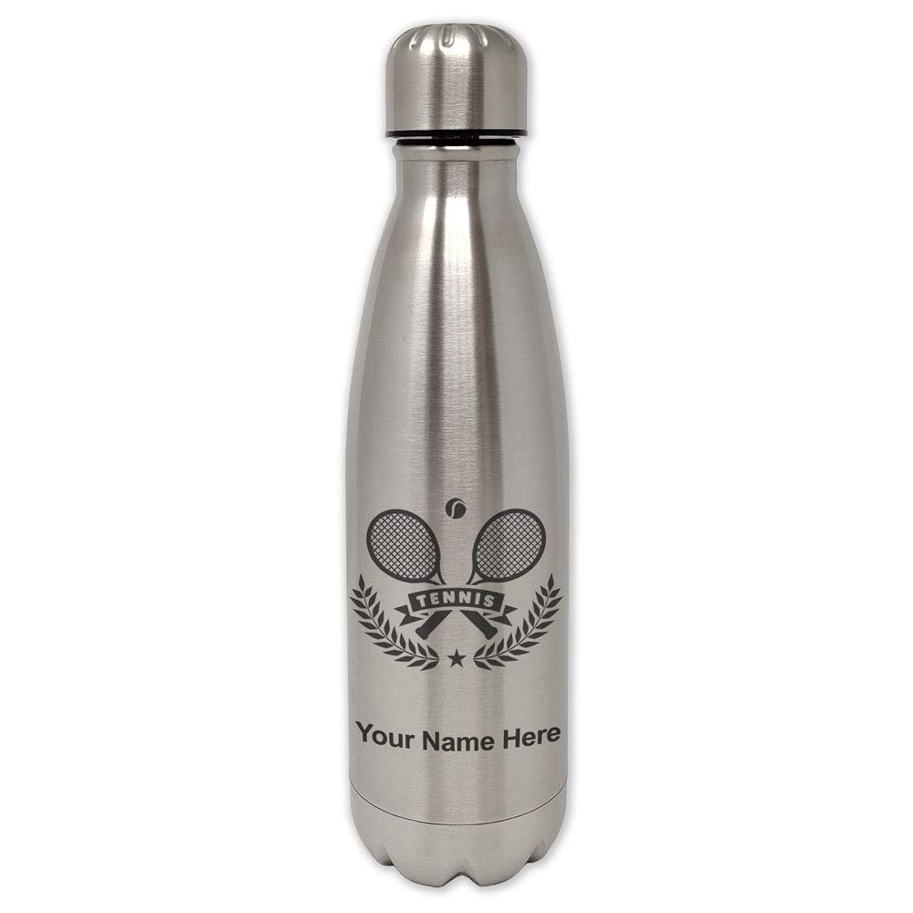 LaserGram Stainless Steel Water Bottle with Personalized Engraving - Insulated Single Wall Design for Sports & Outdoor Activities - Perfect for Tennis, Gym & Hiking