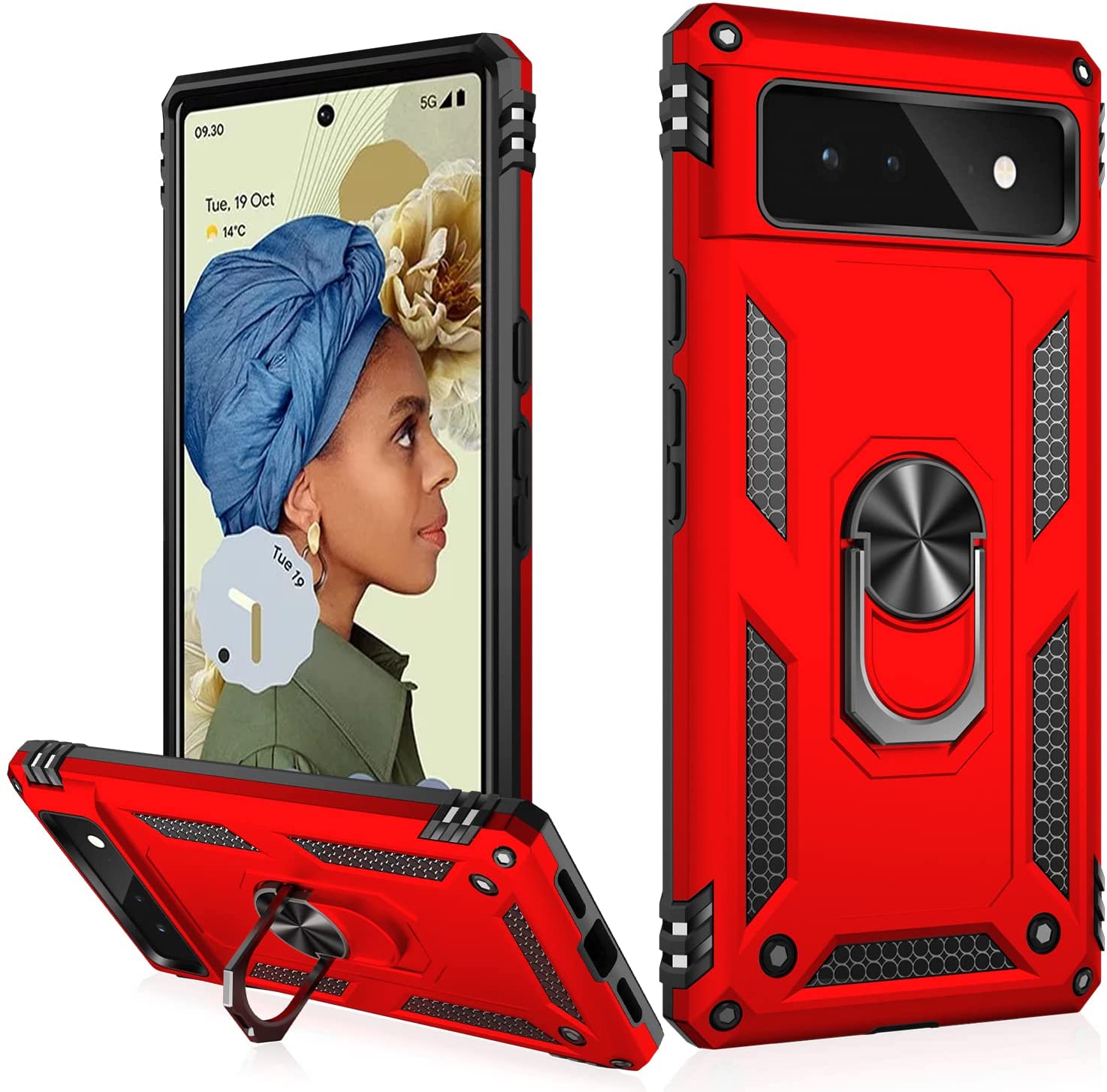 Google Pixel 6 Ring Case - Shockproof & Slim Protective Phone Cover with Finger Strap Holder - Perfect for Workouts, Running, and Outdoor Activities