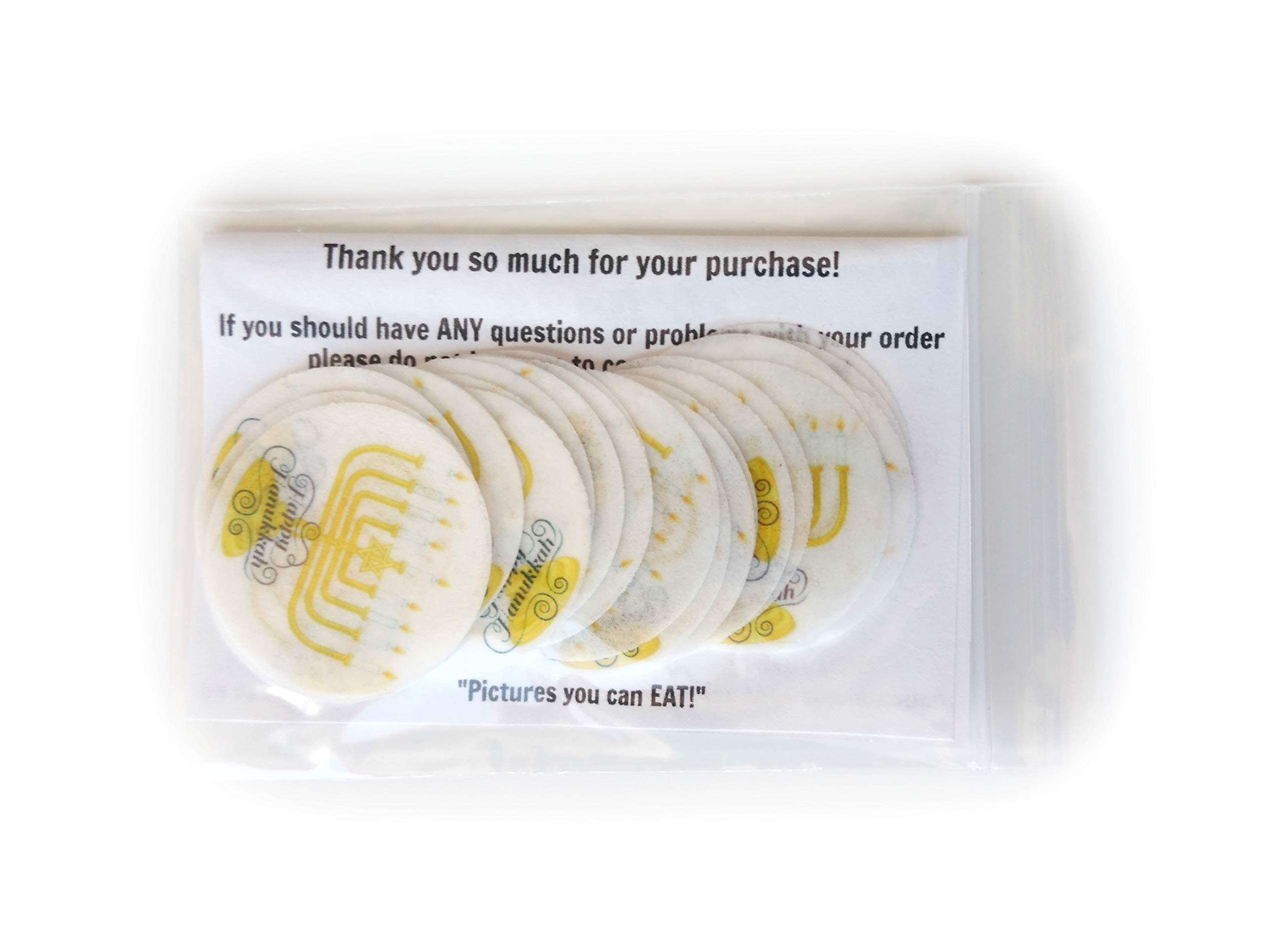 Happy Hanukkah Menorah Candles - Jewish Holiday Cake Decorations - 1.5 Inch Wafer Paper Toppers for Cookies, Cakes & Cupcakes (Pack of 24) - Perfect for Christmas, Dessert Parties & Festival Celebrations