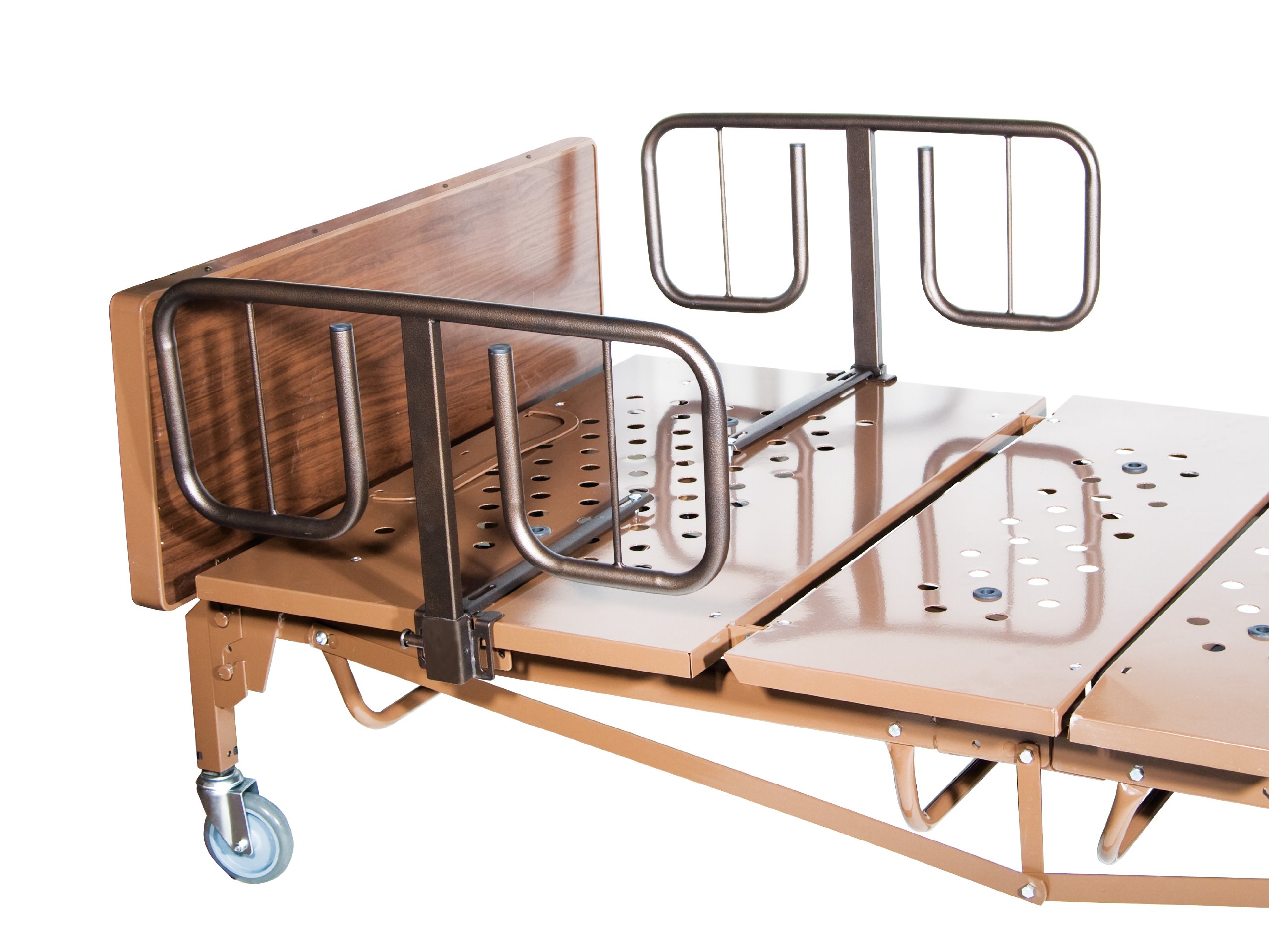 Drive Medical Heavy Duty Bariatric Hospital Bed - 42 Inch Wide, 450 lbs Weight Capacity, Adjustable Height, Brown Finish | Ideal for Home Care, Elderly Patients & Medical Facilities