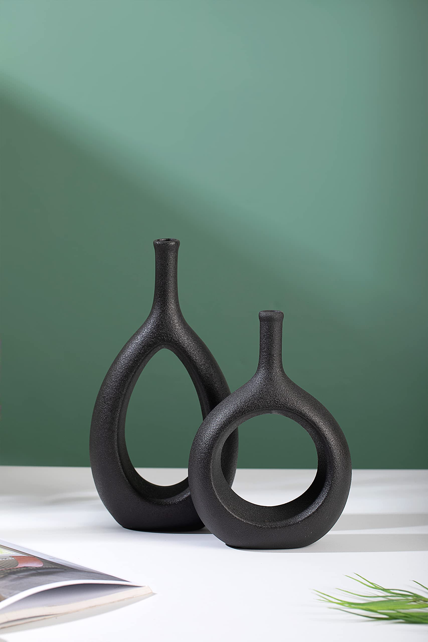 Modern Black Vases for Home Decor - Elegant Table Centerpieces for Dining & Living Room | Perfect for Wedding, Party & Interior Design Décor