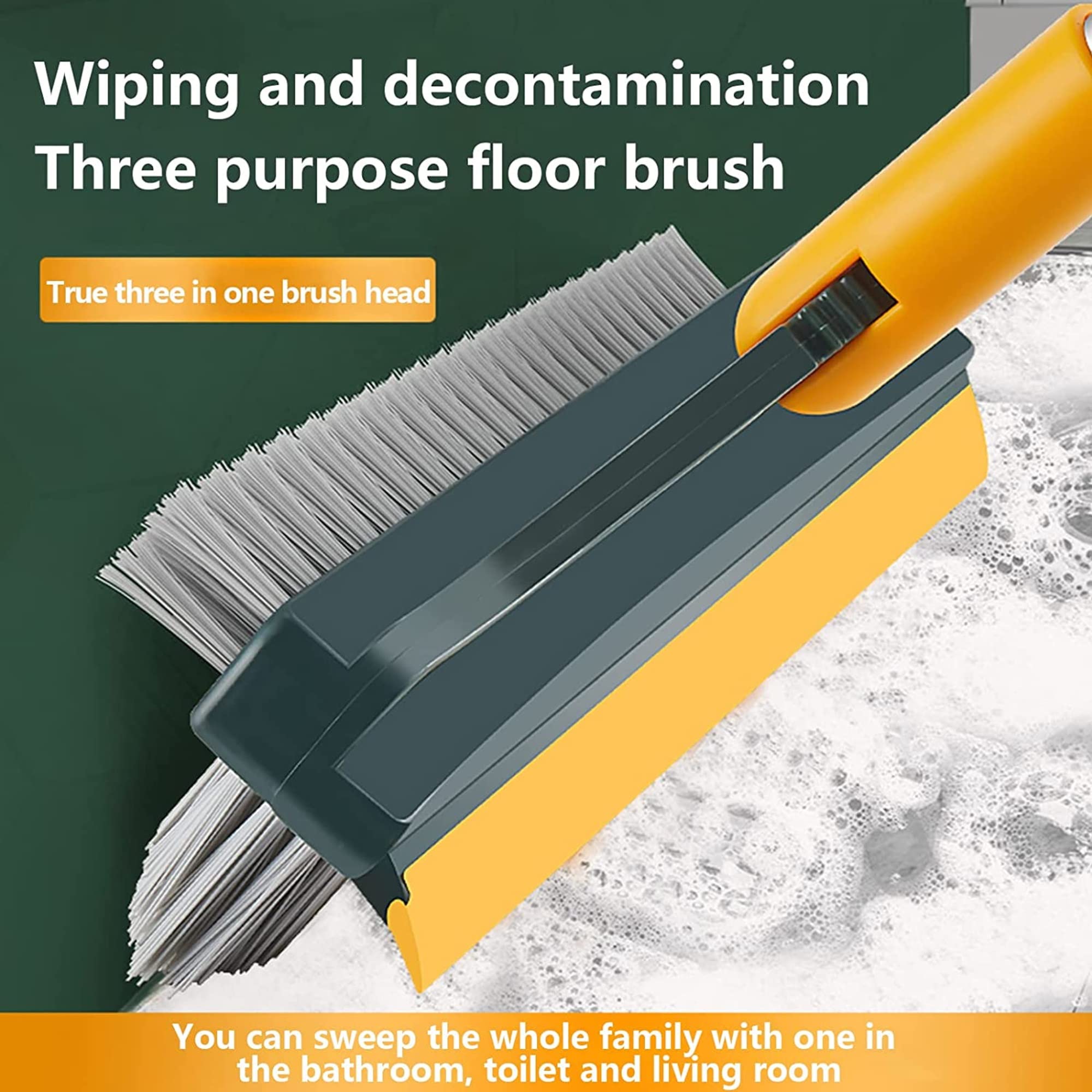 **2-in-1 V-Shaped Floor Scrub Brush with Long Handle - Scrape & Sweep Magic Broom for Tile, Kitchen, Bathroom - Squeegee & Crevice Cleaning Tool for Walls & Floors (Ideal for Home & Commercial Use)**