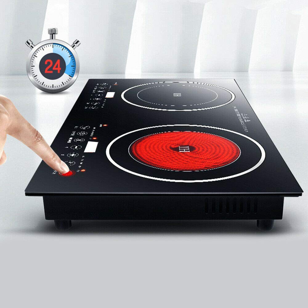 1200W Dual Induction Cooktop with Digital Controls - Stainless Steel Electric Stove for Home & Commercial Kitchens | Portable Countertop Burner for Cooking, Boiling & Frying | Perfect for Apartments, RVs & Outdoor Use