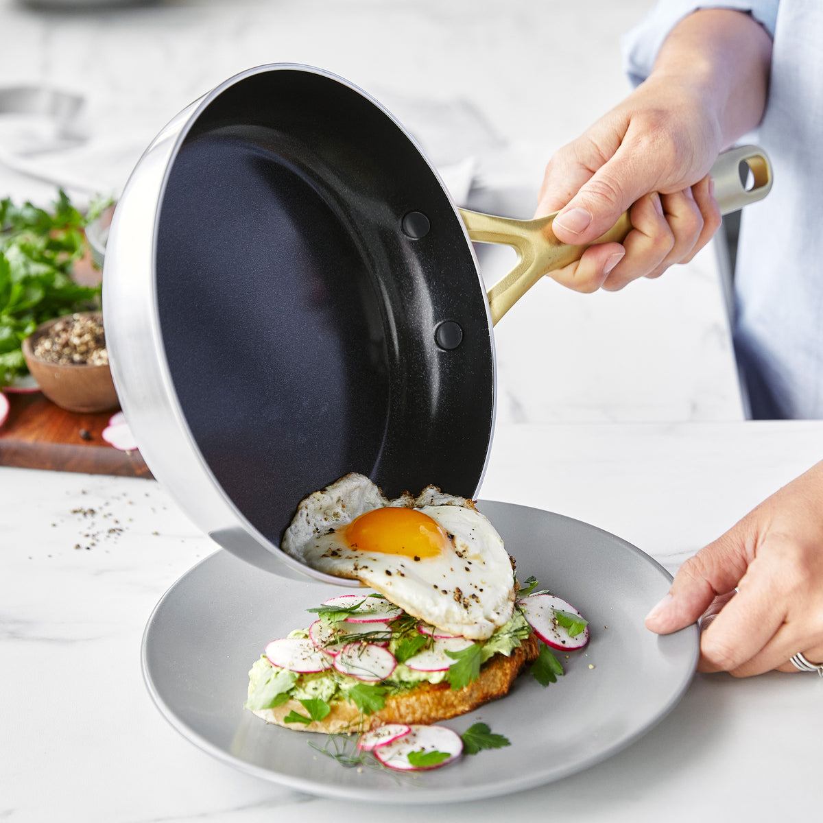 Premium GP5 Stainless Steel 10-Piece Cookware Set with Champagne Gold Handles - Nonstick Pots & Pans for Professional Cooking, Baking & Family Meals