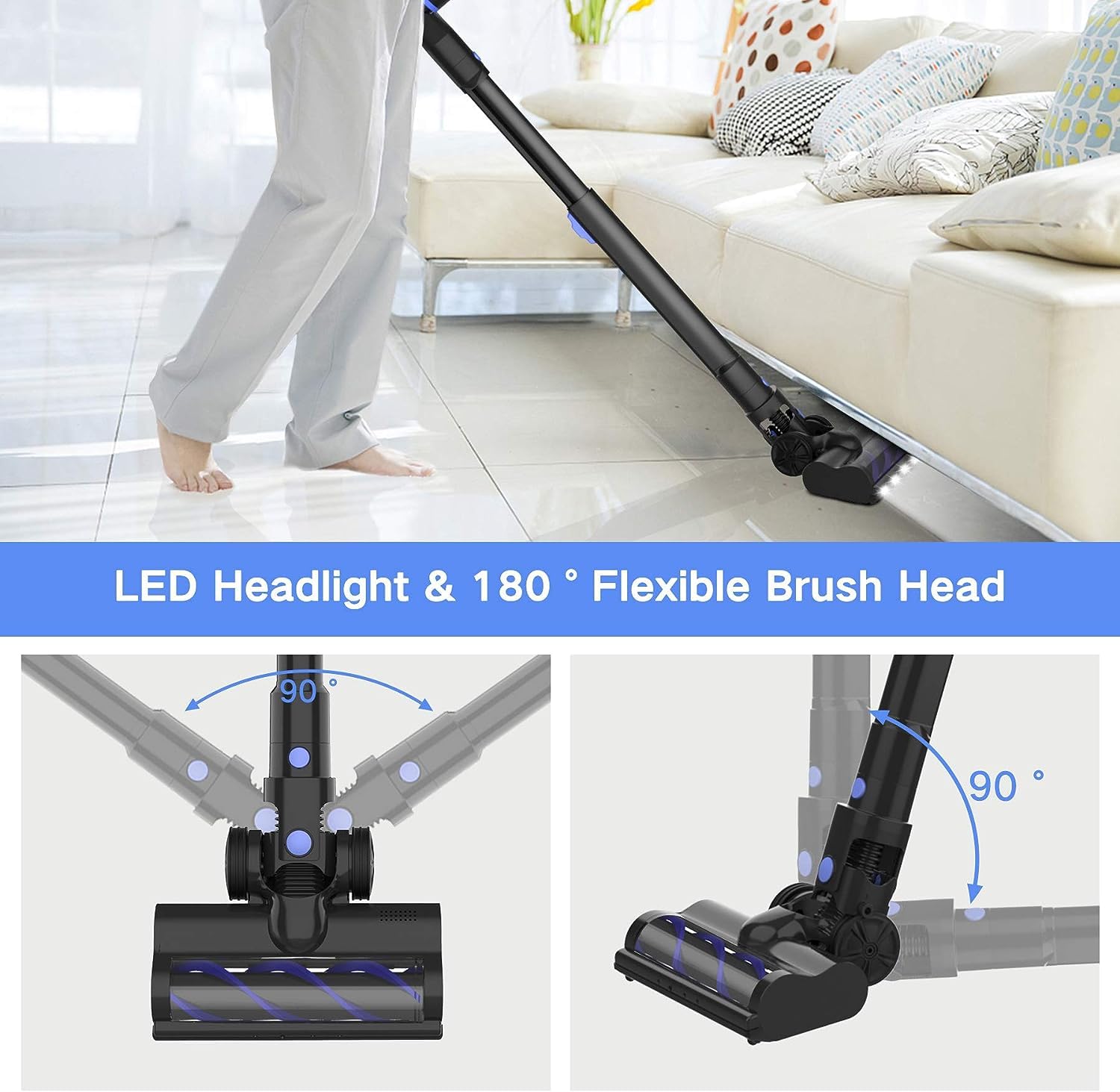 WOWGO Cordless Vacuum Cleaner - 6-in-1 Lightweight Stick Vacuum for Home Cleaning, 40 Min Runtime, Handheld for Hardwood Floors, Carpets, Cars & Pet Hair | Perfect for Apartments, Stairs & Quick Cleanups